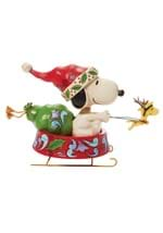 Jim Shore Santa Snoopy in Dog Bowl Sled Statue Alt 2