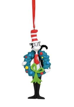 Dr Seuss Cat in the Hat w Wreath Ornament
