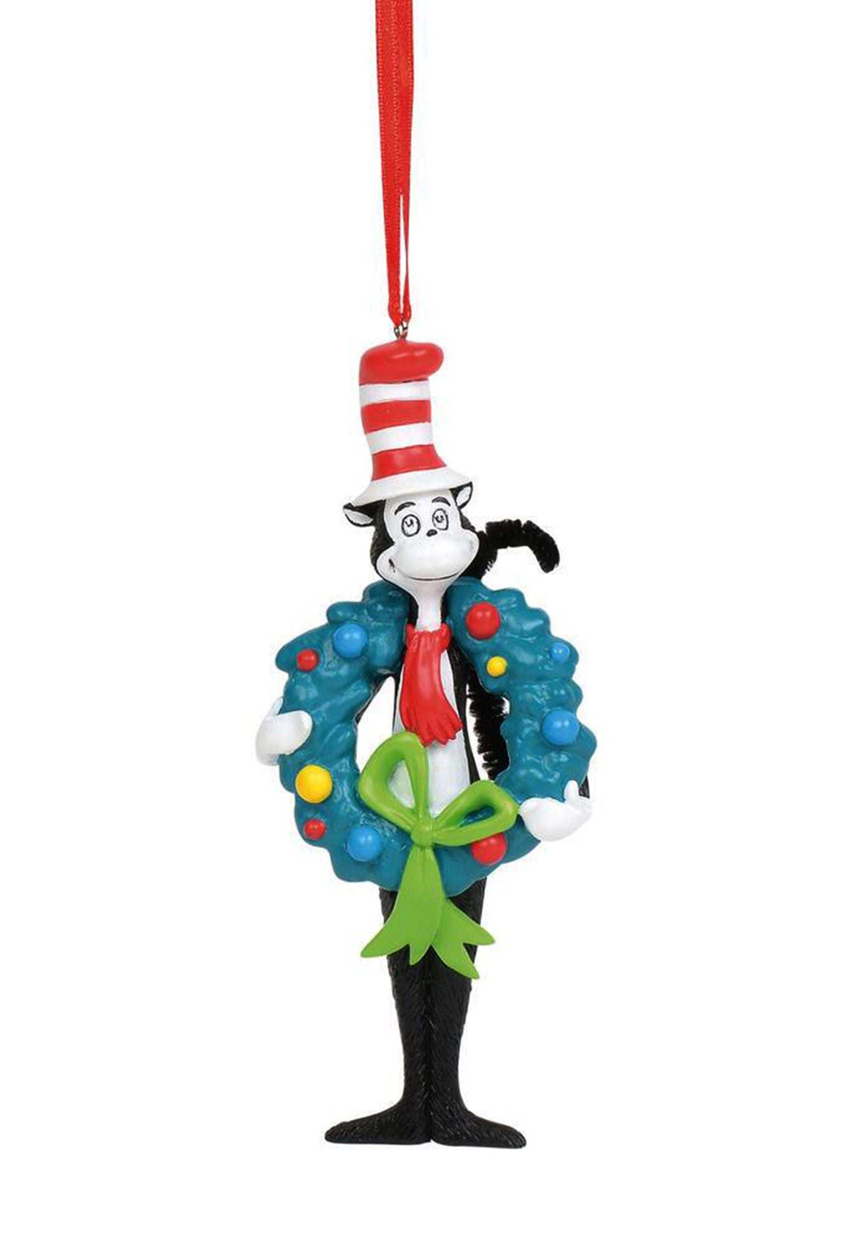 Cat in the Hat with Wreath Dr. Seuss Ornament