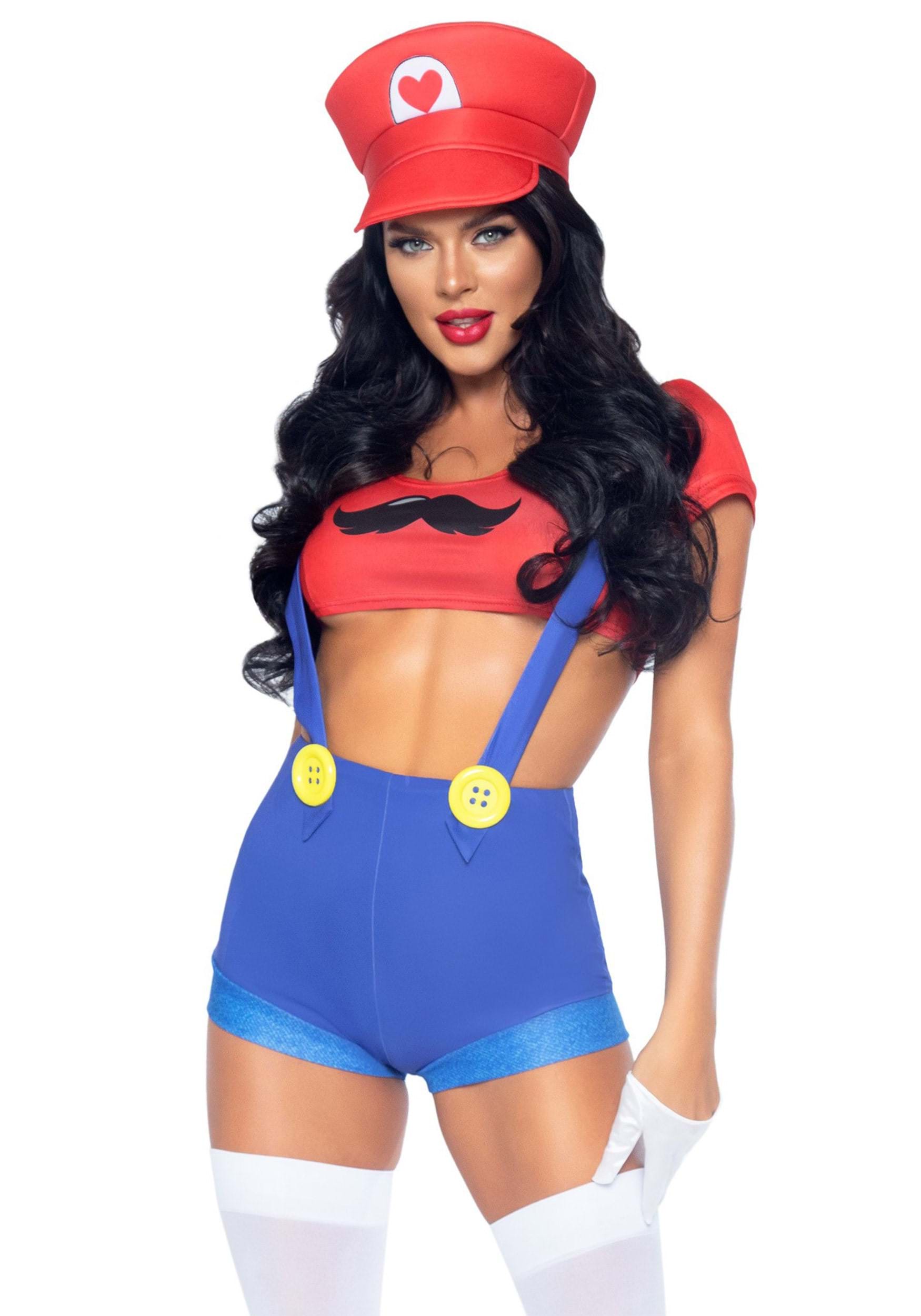 Womens Sexy Piece Red Gamer Babe Costume