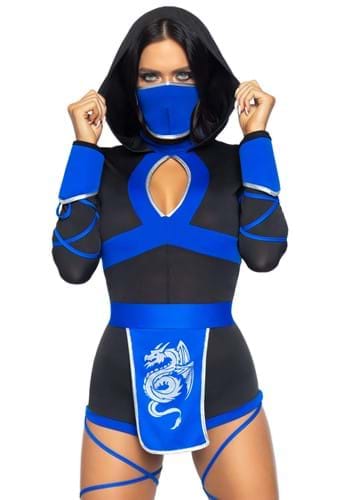 Womens Sexy Blue Dragon Ninja Plus Costume