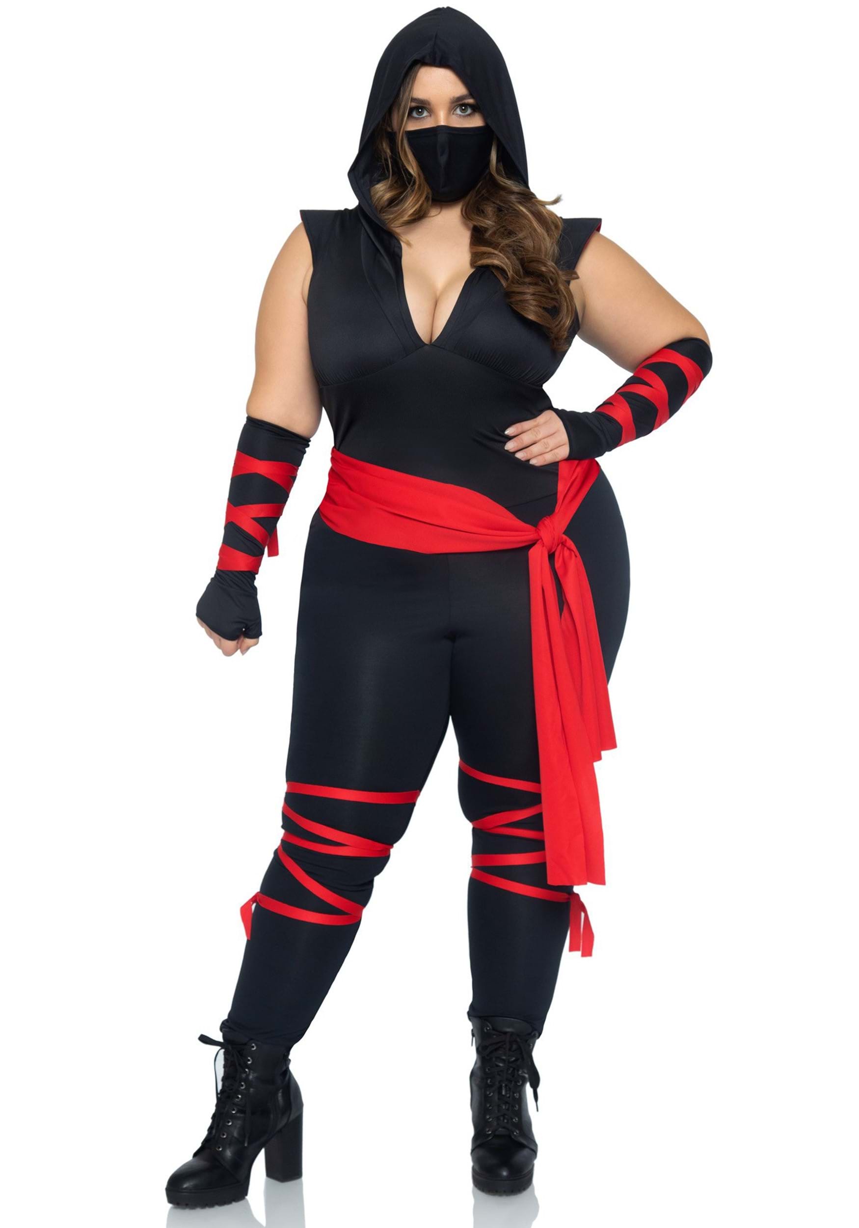 Photos - Fancy Dress MKW Leg Avenue Plus Size Sexy Deadly Ninja Costume for Women Black/Red LE8 