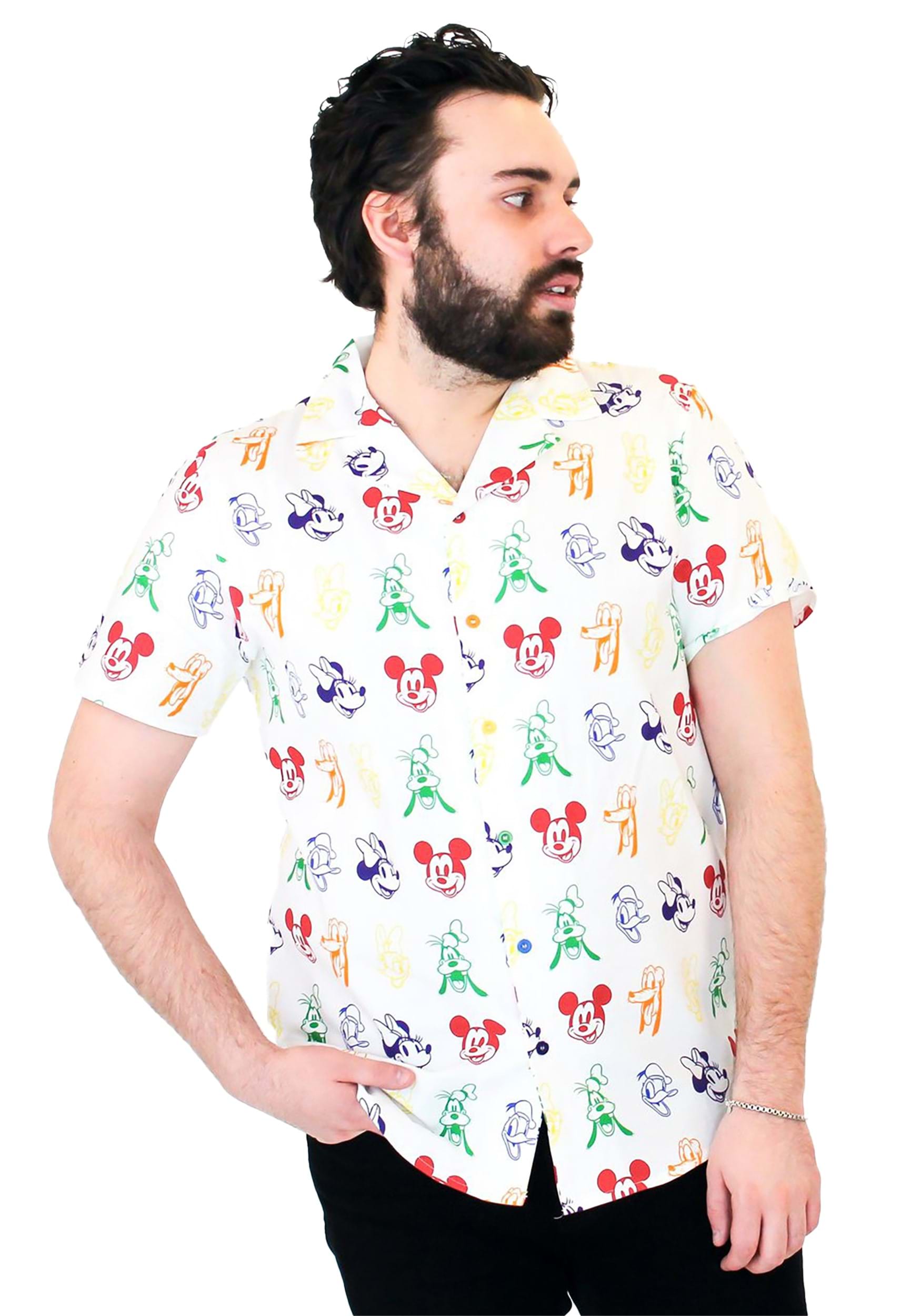 Cakeworthy Mickey Rainbow Sensational 6 Button Adult Camp Shirt