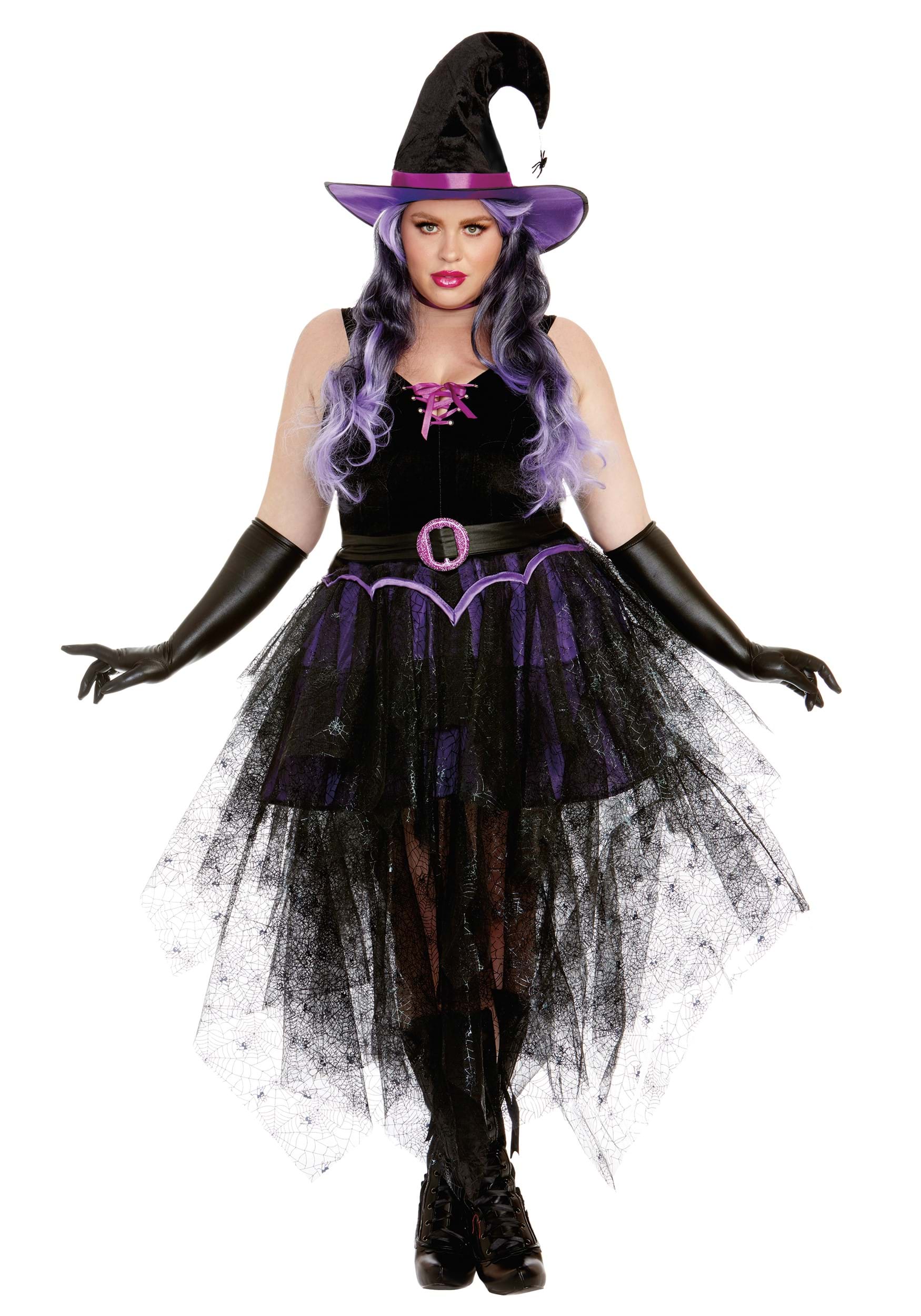 Photos - Fancy Dress Dreamgirl Plus Size Sexy Purple Witch Women's Costume Black/Purple DR1