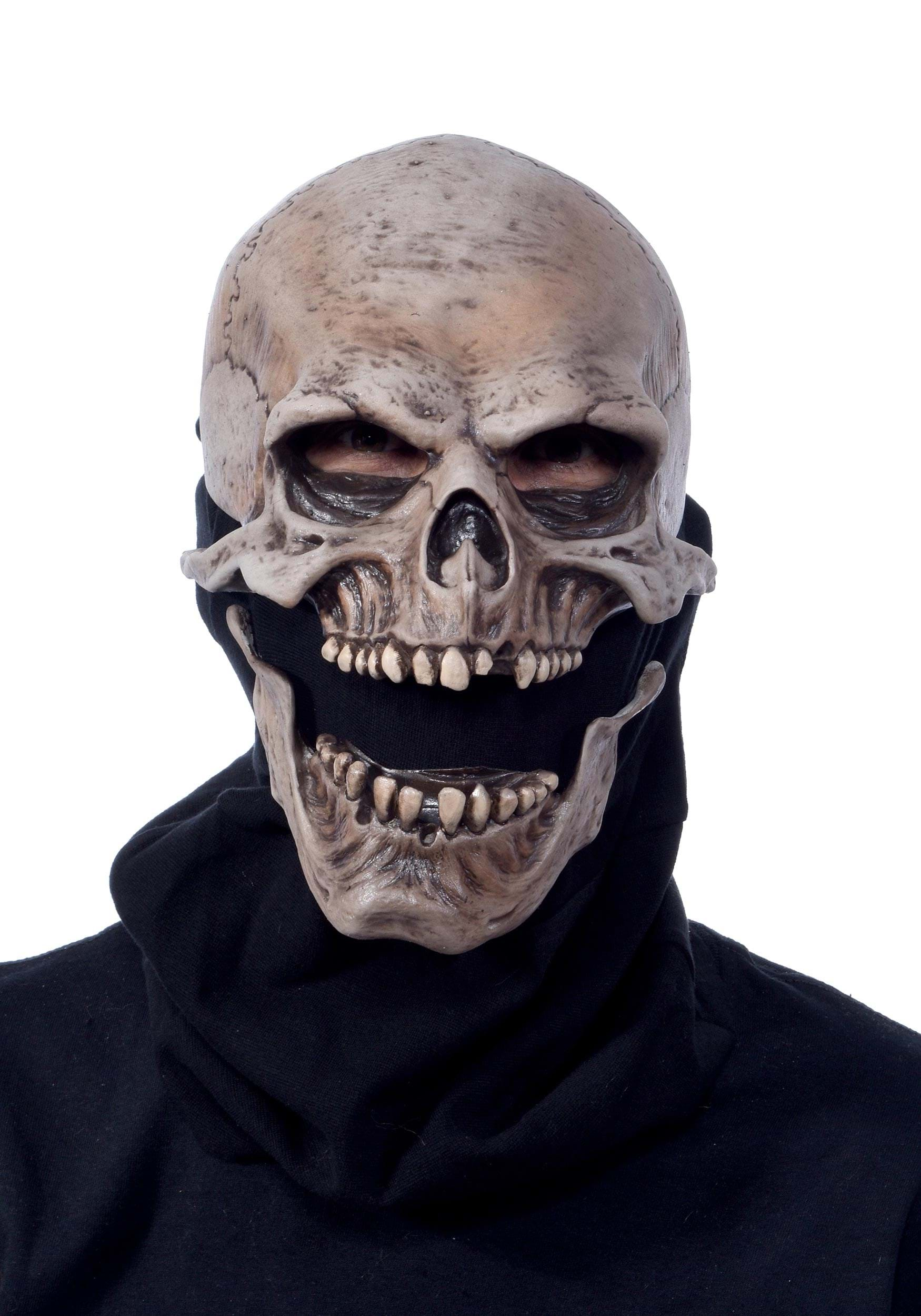 Men Halloween Horror Scary Mouth Can Move Latex Full Face Skeleton