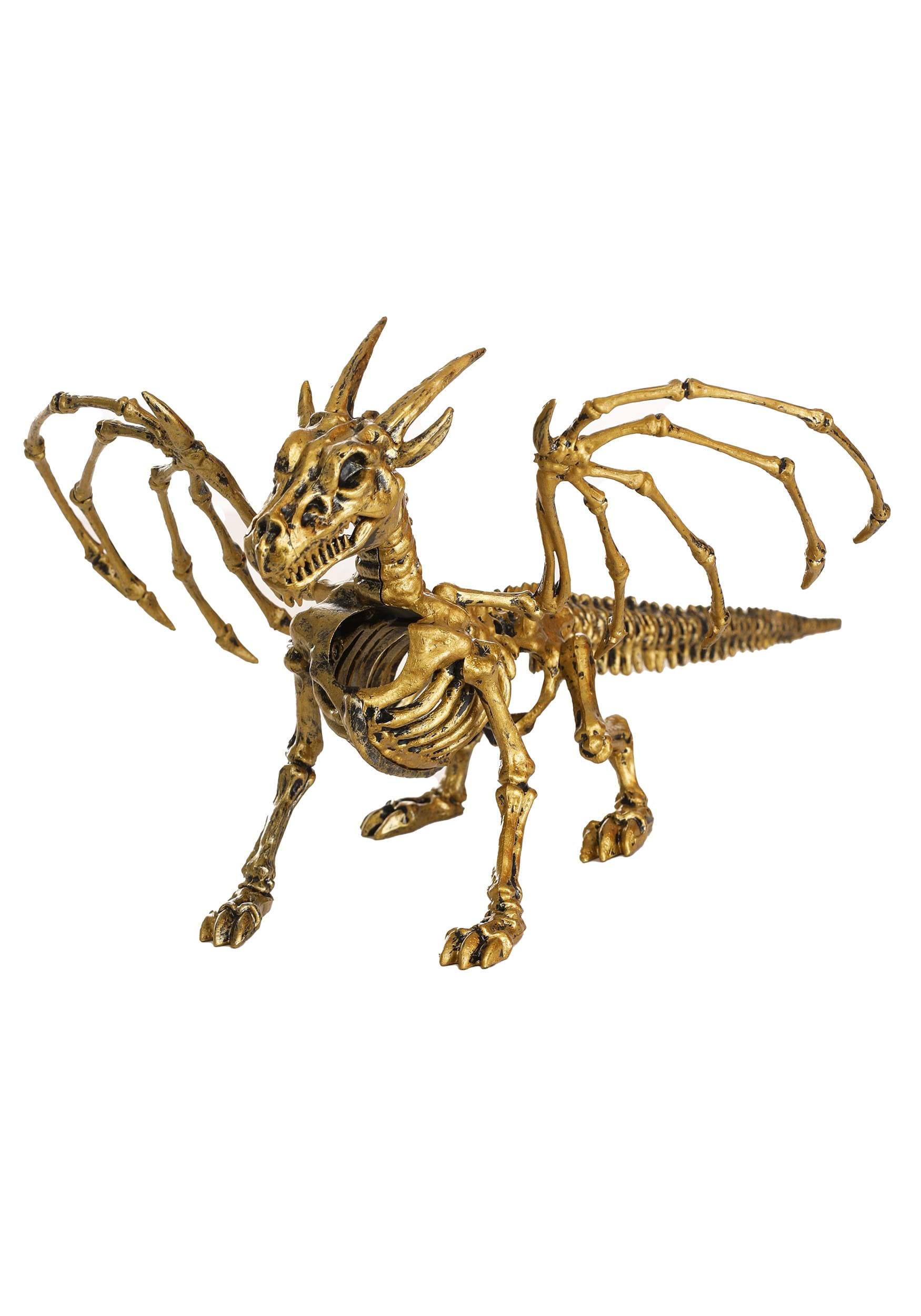 Gold 7 Inch Skeleton Dragon