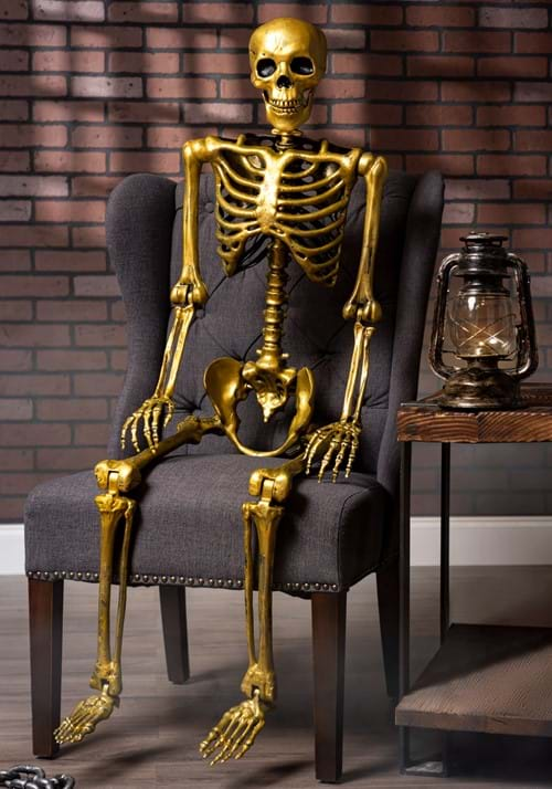 60" Gold Life Size Posable Skeleton Prop