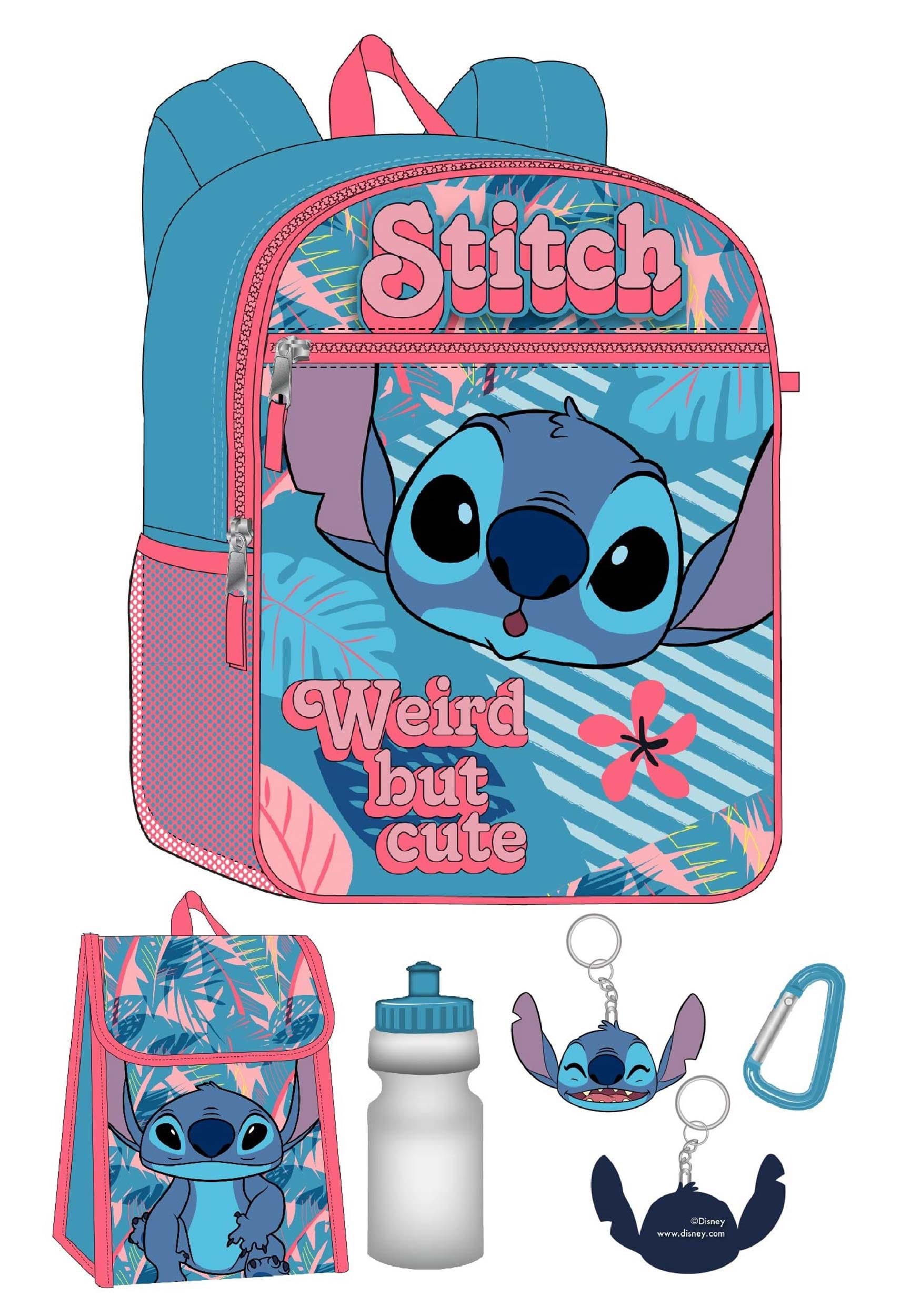 5 Piece Lilo and Stitch Backpack Set