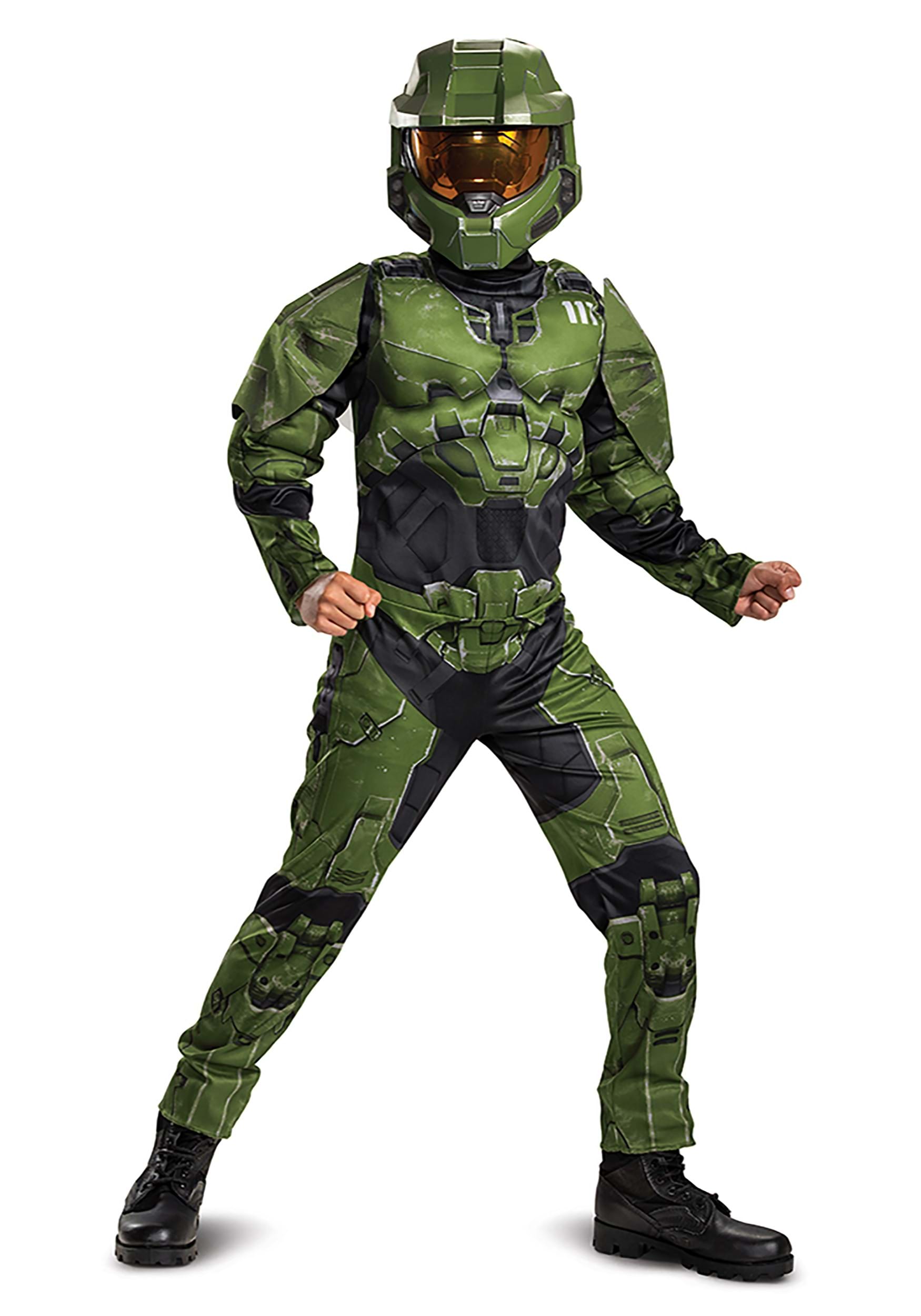 Photos - Fancy Dress HALO Disguise Kid's  Infinite Master Chief Muscle Costume Black/Green D 