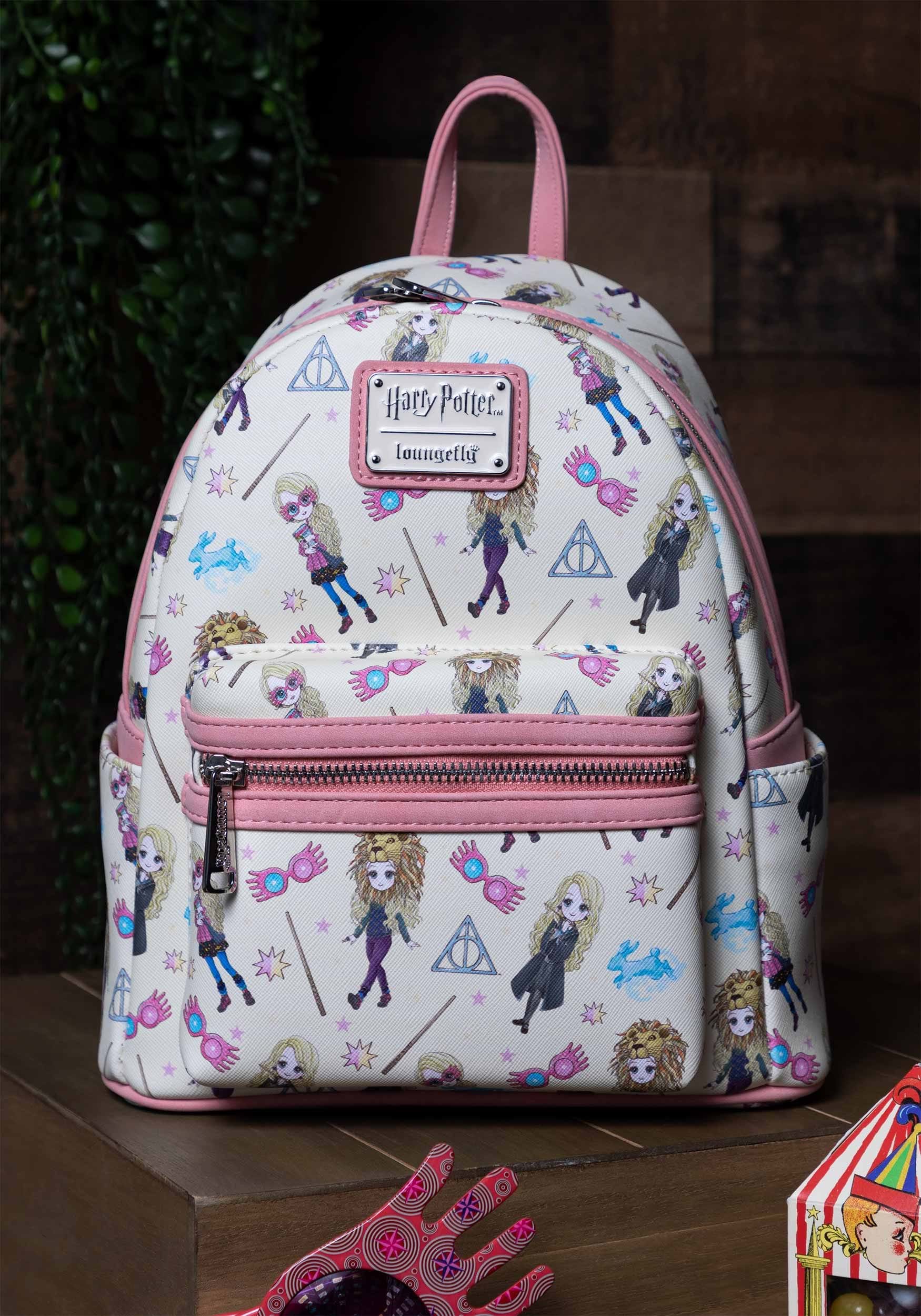 One Size, White Loungefly Cat AOP Mini Backpack