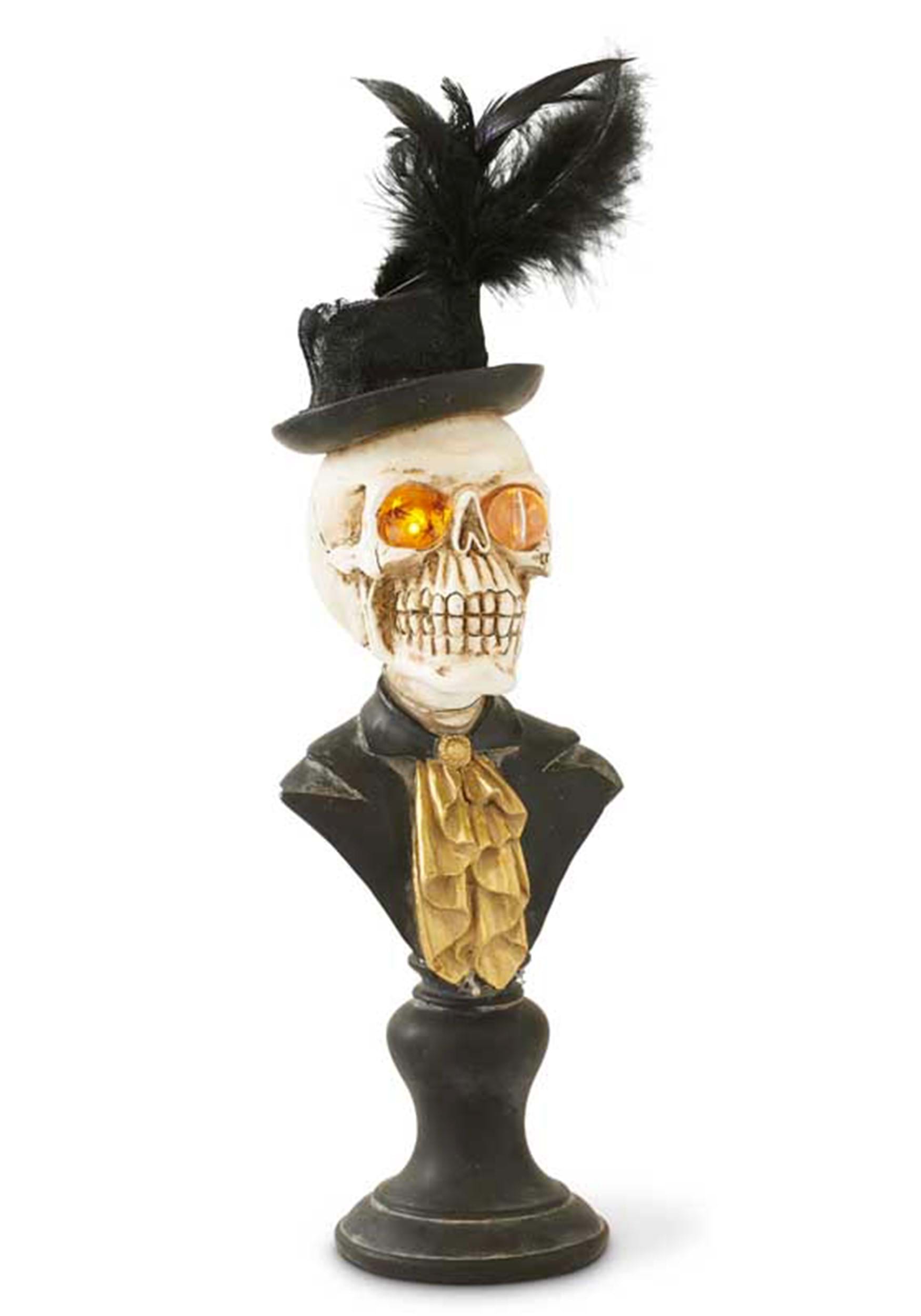 Skeleton 18" Bust w/LED Eyes on Pedestal