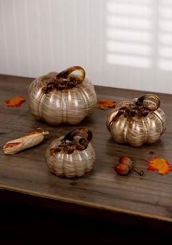 Set of 3 White and Gold Glass Pumpkins