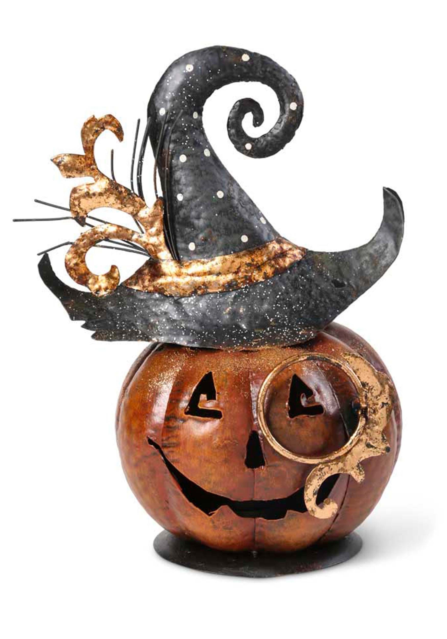 11 Inch Metal Jack O Lantern Halloween Decoration | Pumpkin Décor