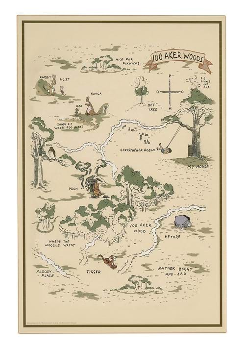 Winnie the Pooh Map Wood Wall Decor