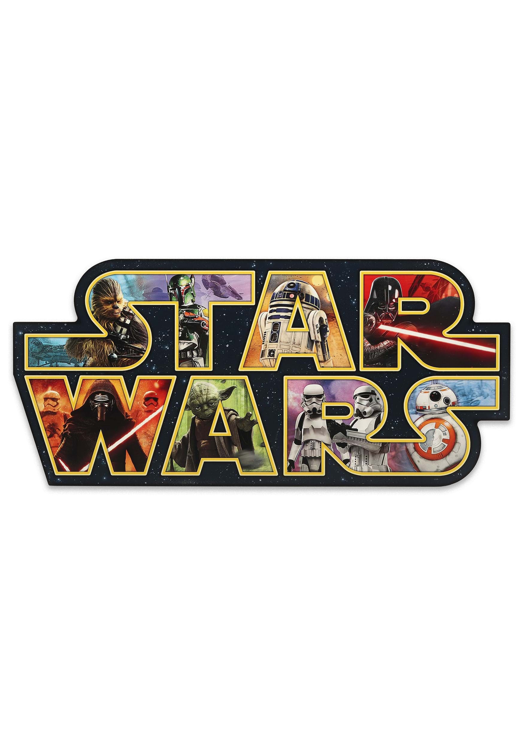 Wood Wall Decoration: Star Wars Logo Collage