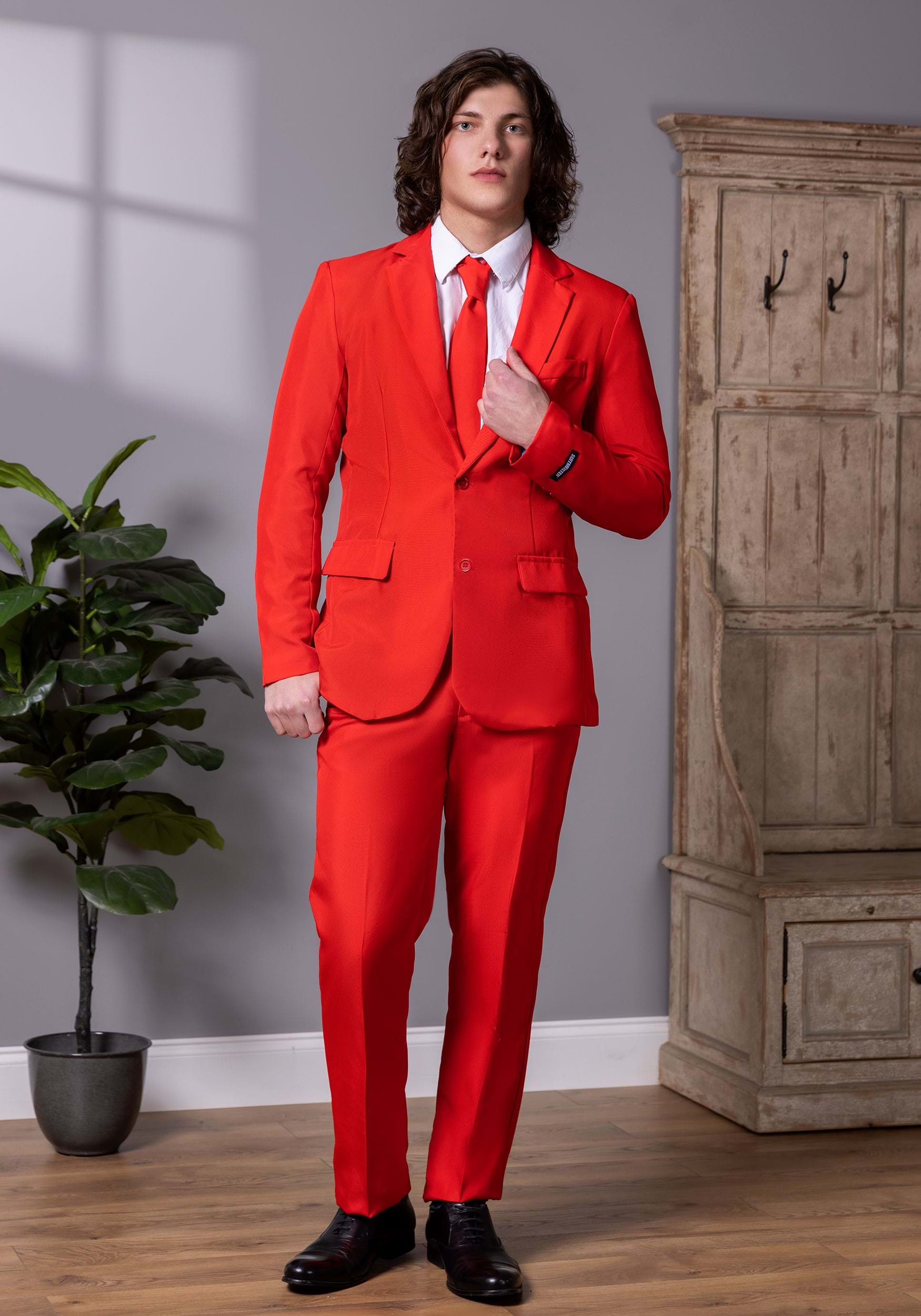 Suitmeister Mens Solid Red Suit