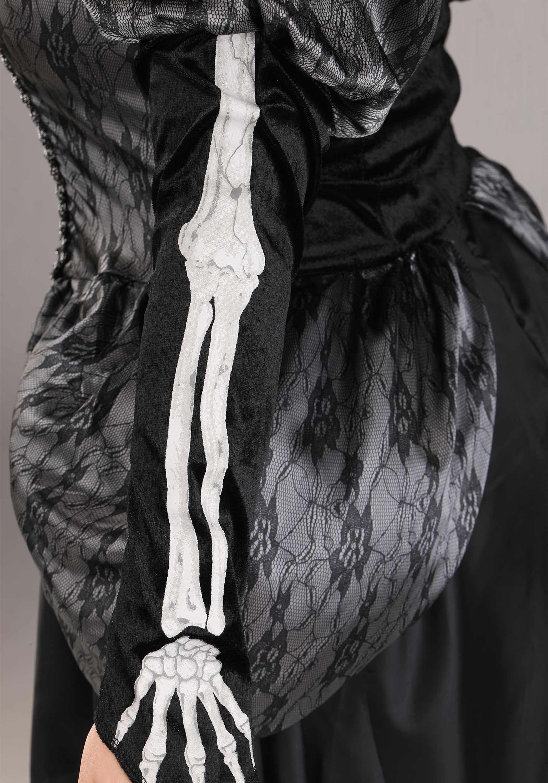 Women's Gothic Skeleton Queen Black/White Jumpsuit with Crown Halloween  Costume, Assorted Sizes