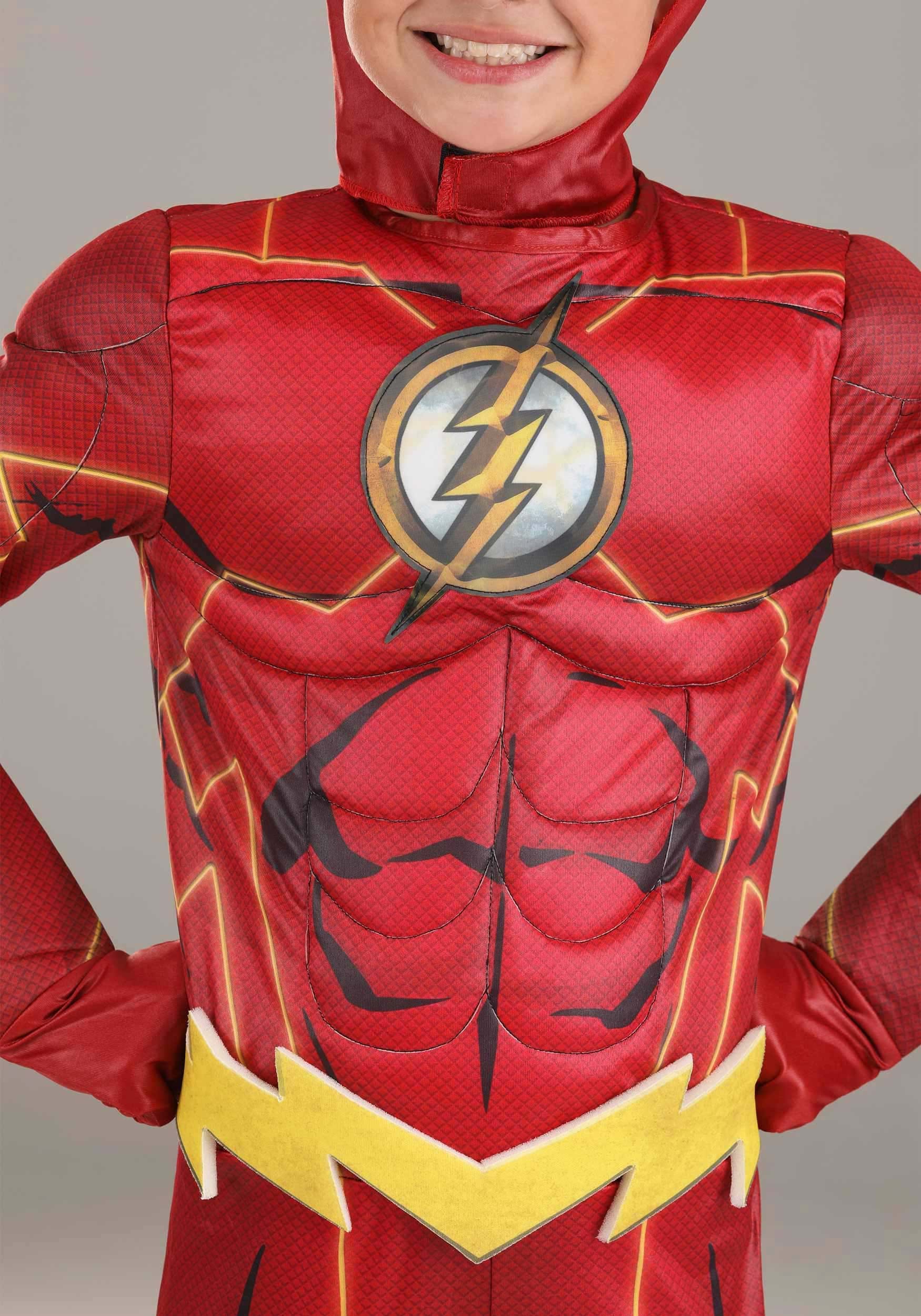 DC Comics Deluxe Muscle Chest The Flash Boys Child Costume Size Small 