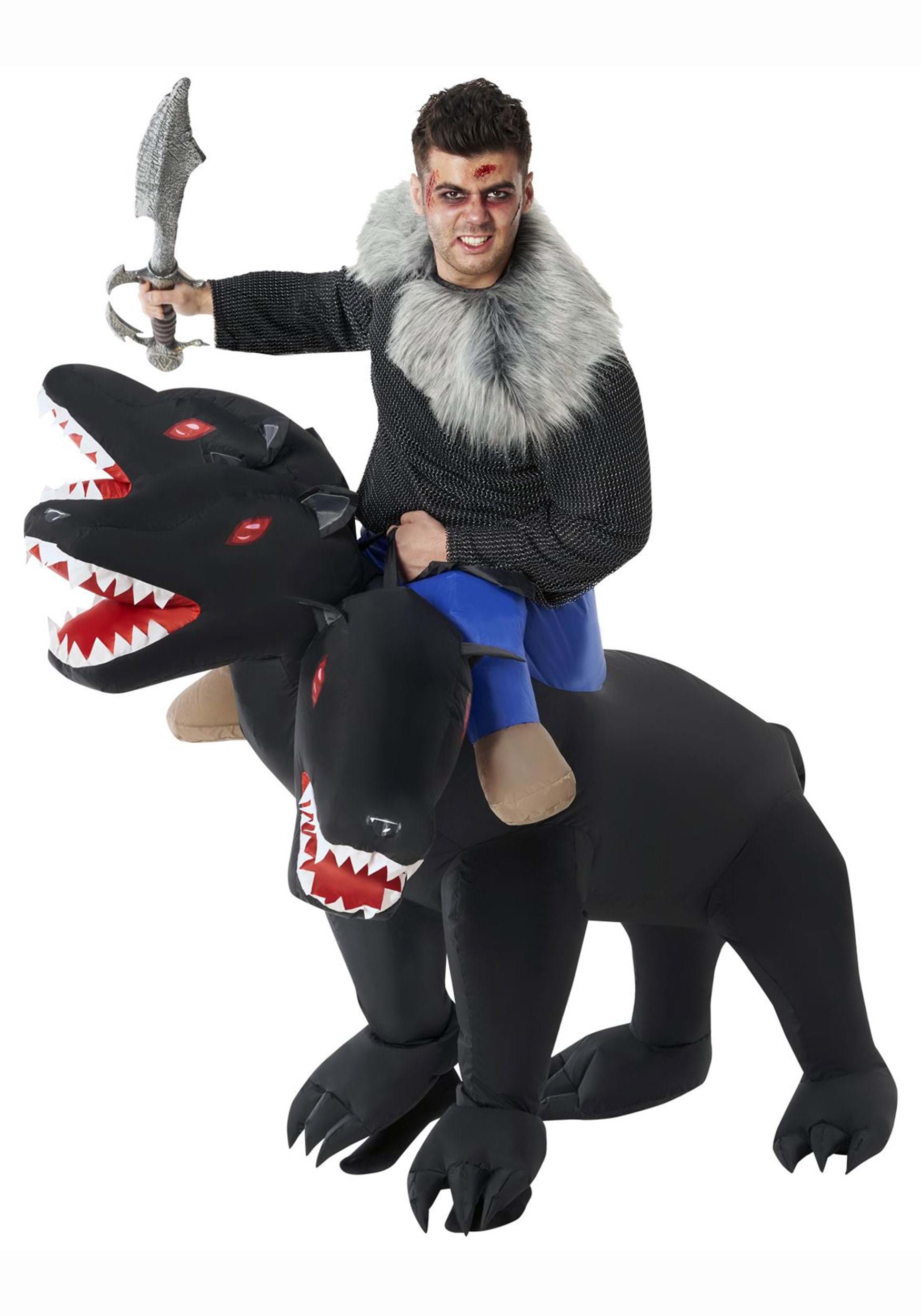 Adult Evil 3-Headed Dog Ride On Inflatable Costume