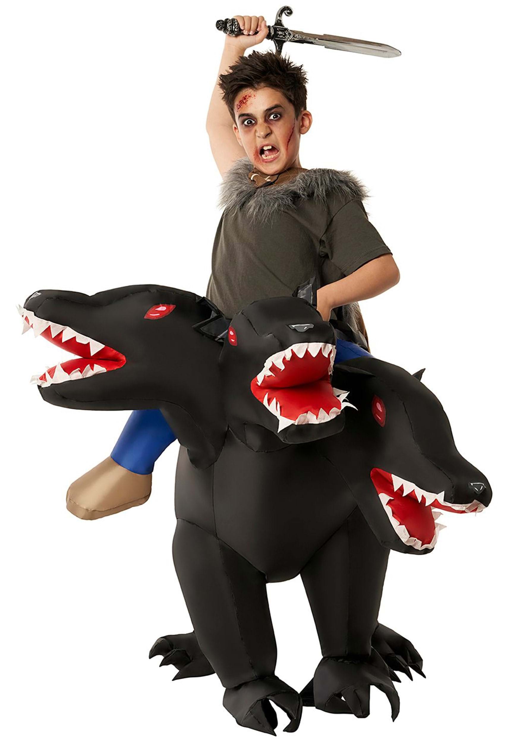 Kids Evil 3-Headed Dog Ride On Inflatable Costume