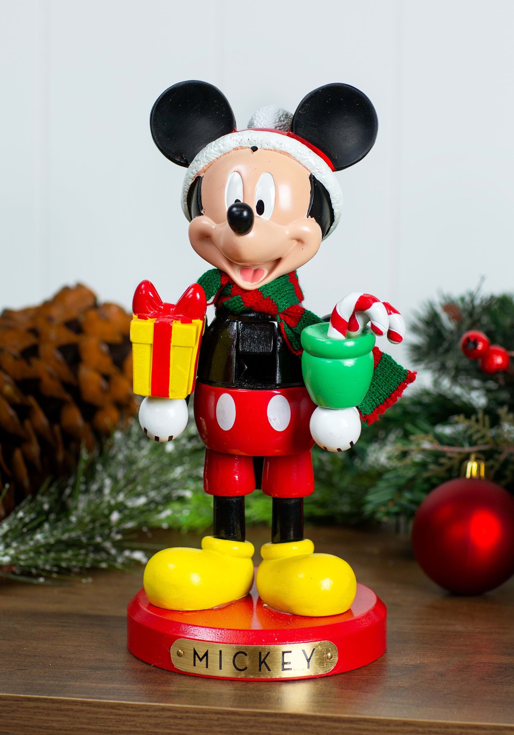 10 Inch Mickey Mouse with Present Nutcracker Decoration | Disney Christmas Decor