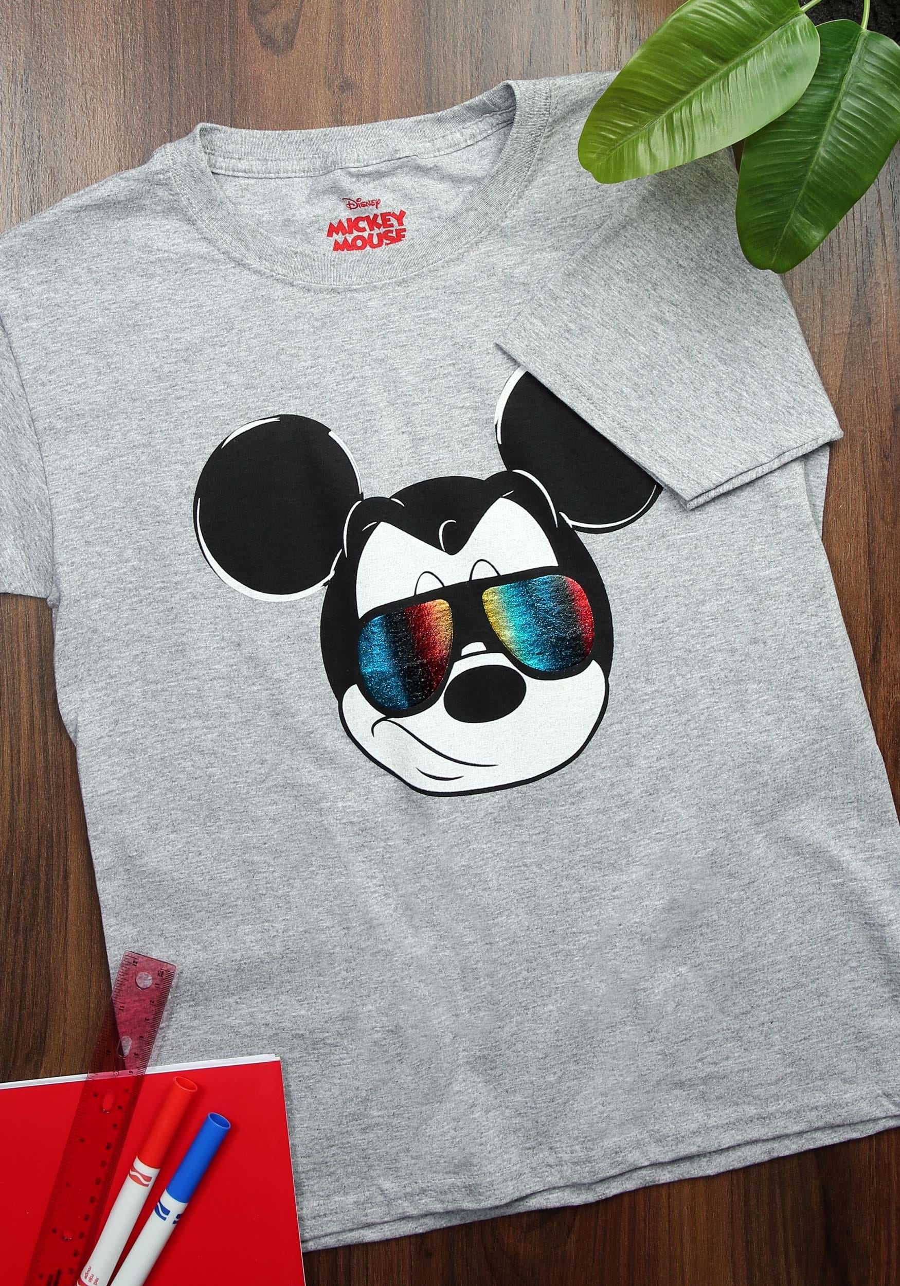 Kids Mickey Mouse Rainbow Foil Glasses T-Shirt