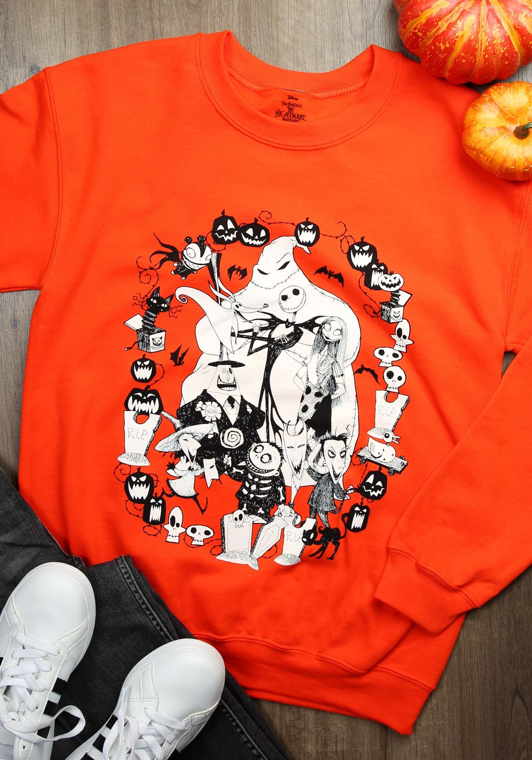 Nightmare Before Christmas Cast Orange Adult Sweatshirt