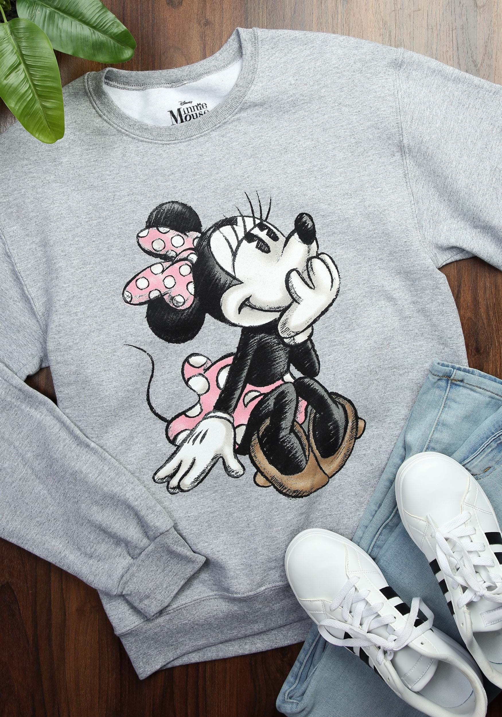 Adult Disney Minnie Mouse Sketch Gray Sweatshirt | Disney Sweatshirts