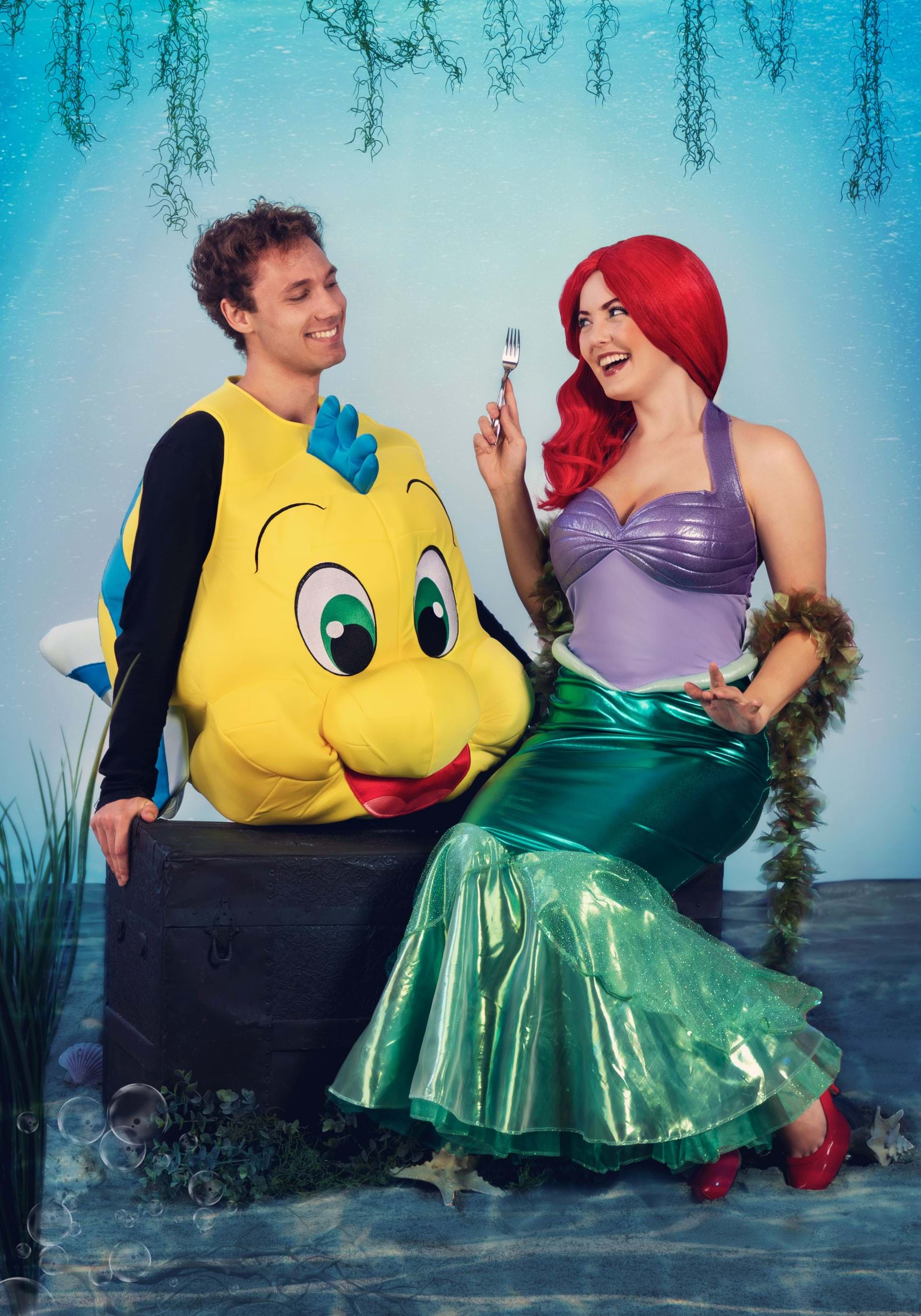 Disney Adult Flounder Costume, Little Mermaid Flounder Halloween Costume,  Yellow Fish Costume for Men and Women