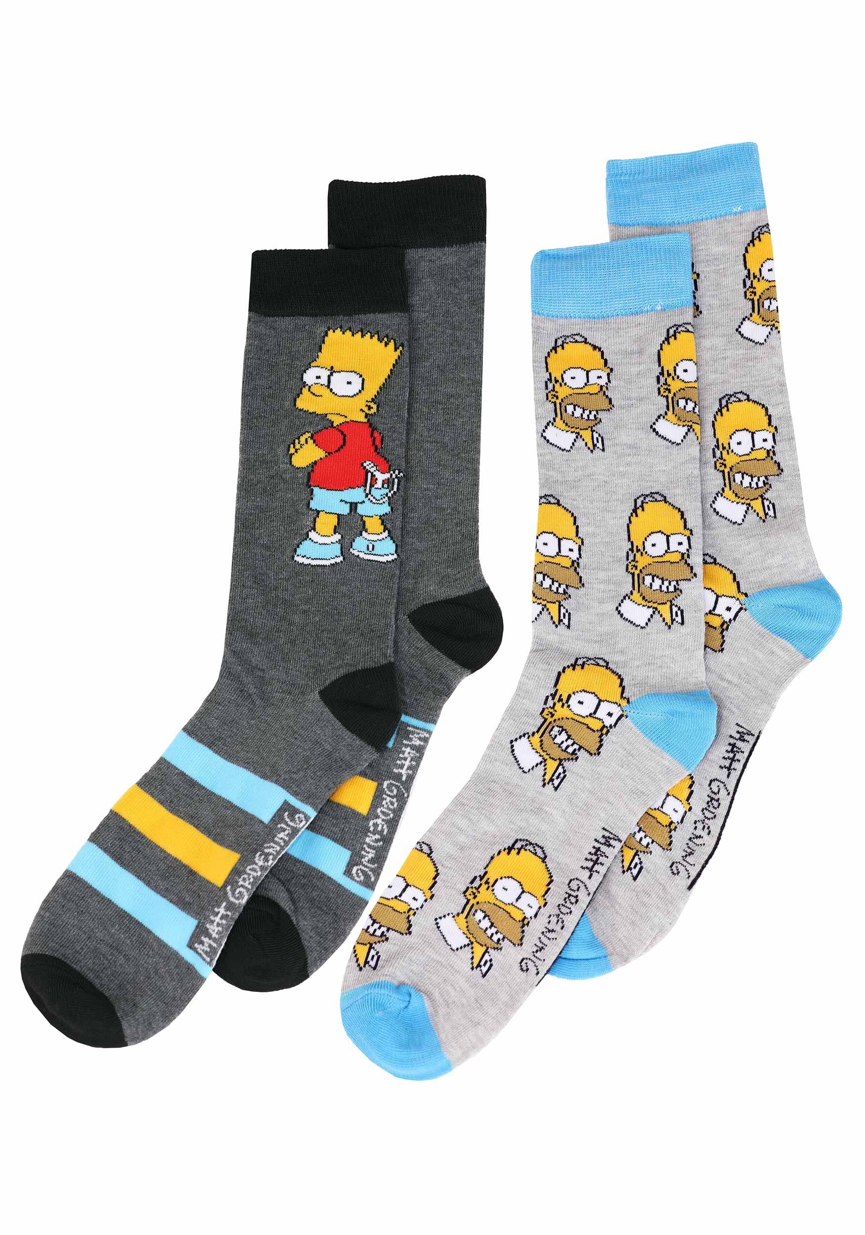 Bart and Homer Simpson 2 Pack Socks for Men
