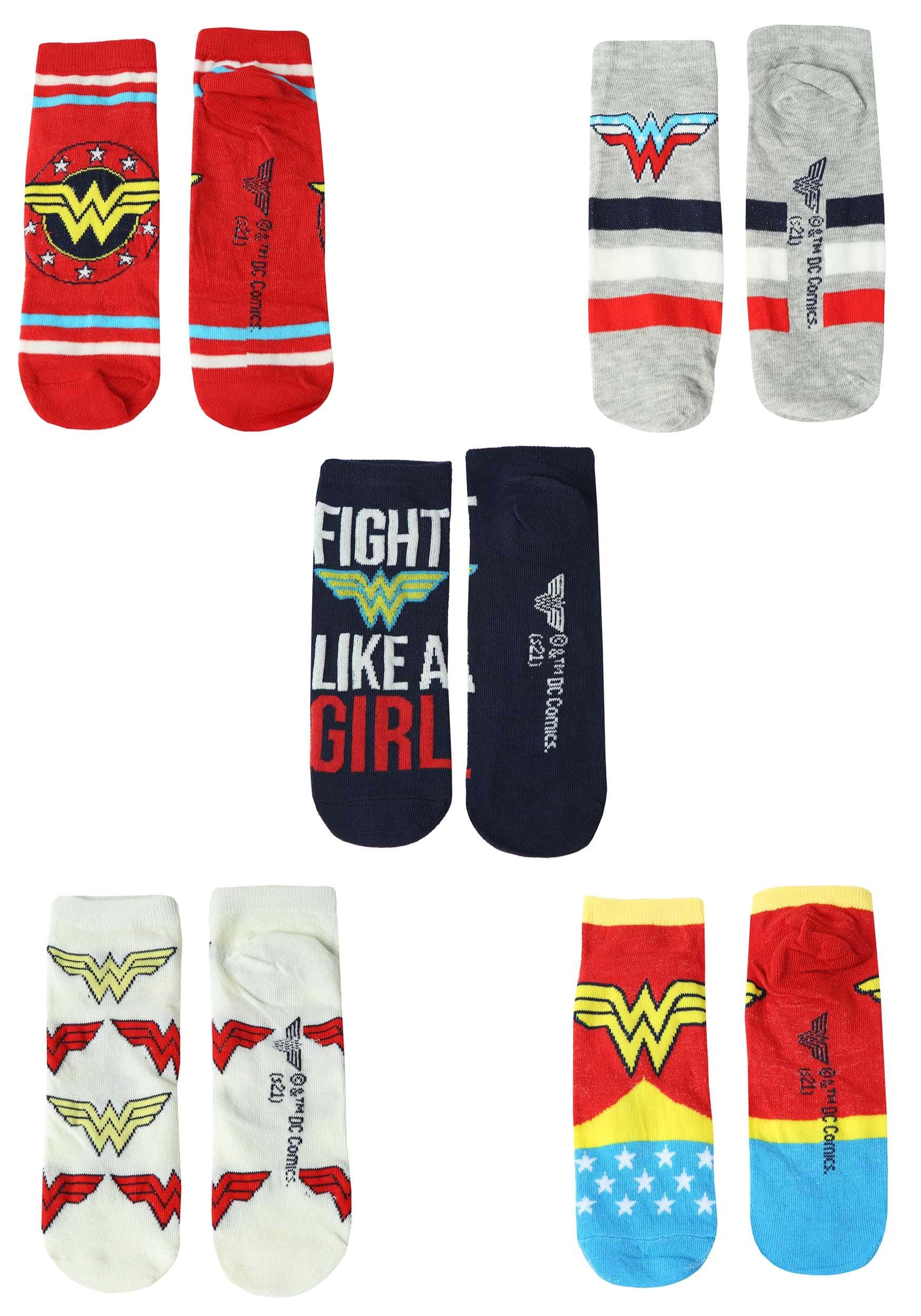Red Wonder Woman Logo Ladies 5 Pack Socks