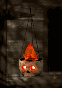 Skull Flaming Sconce Halloween Decoration