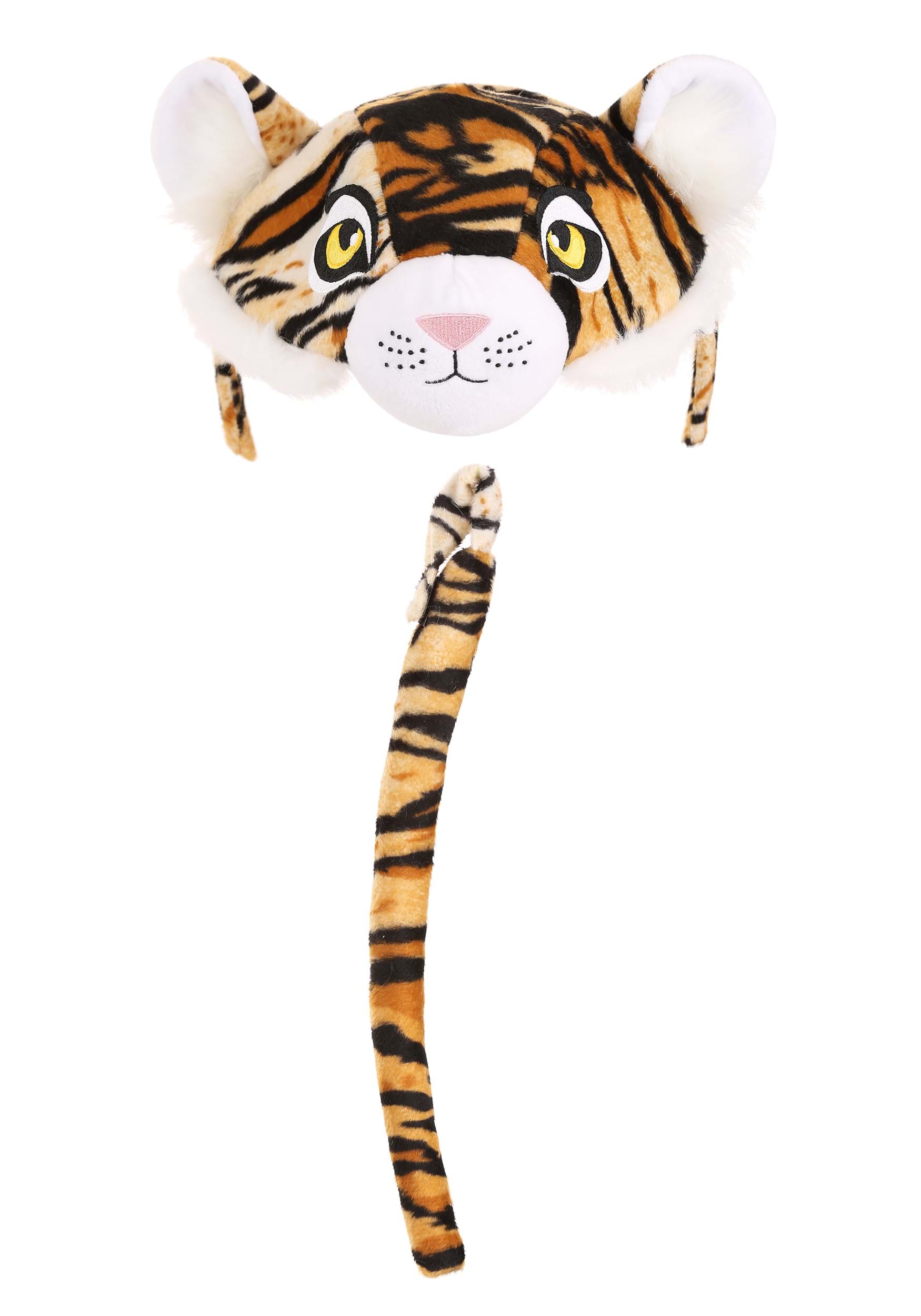 Tiger Animal Ears Headband and Tail Costume Accessory Kit for Kids and Adults Orange 