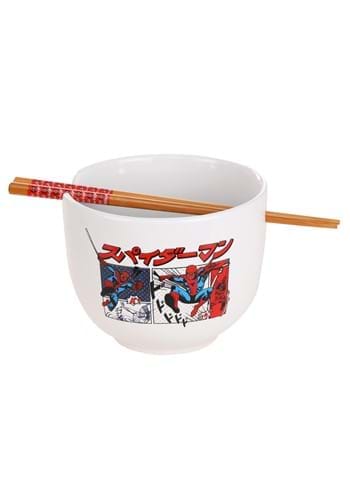Spiderman Manga Panels Ceramic Ramen Bowl w/ Chopsticks-1