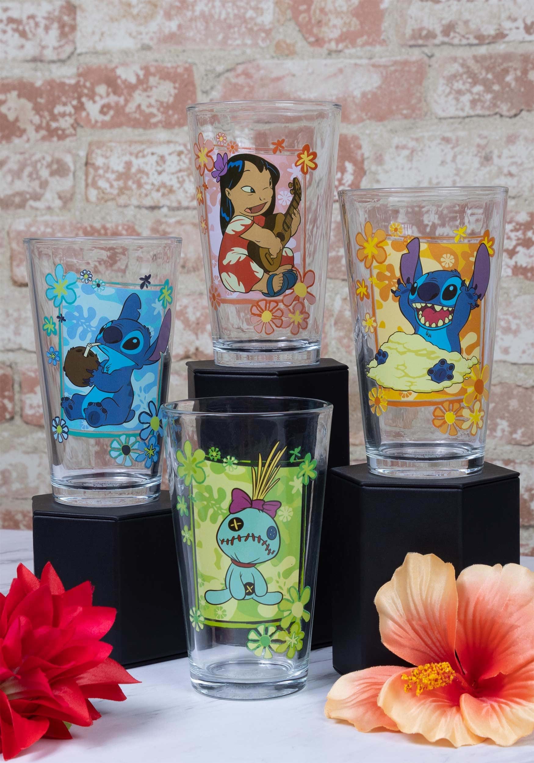 4 pc Oh My Disney No Color Disney Beauty and the Beast Drinking Glass Set