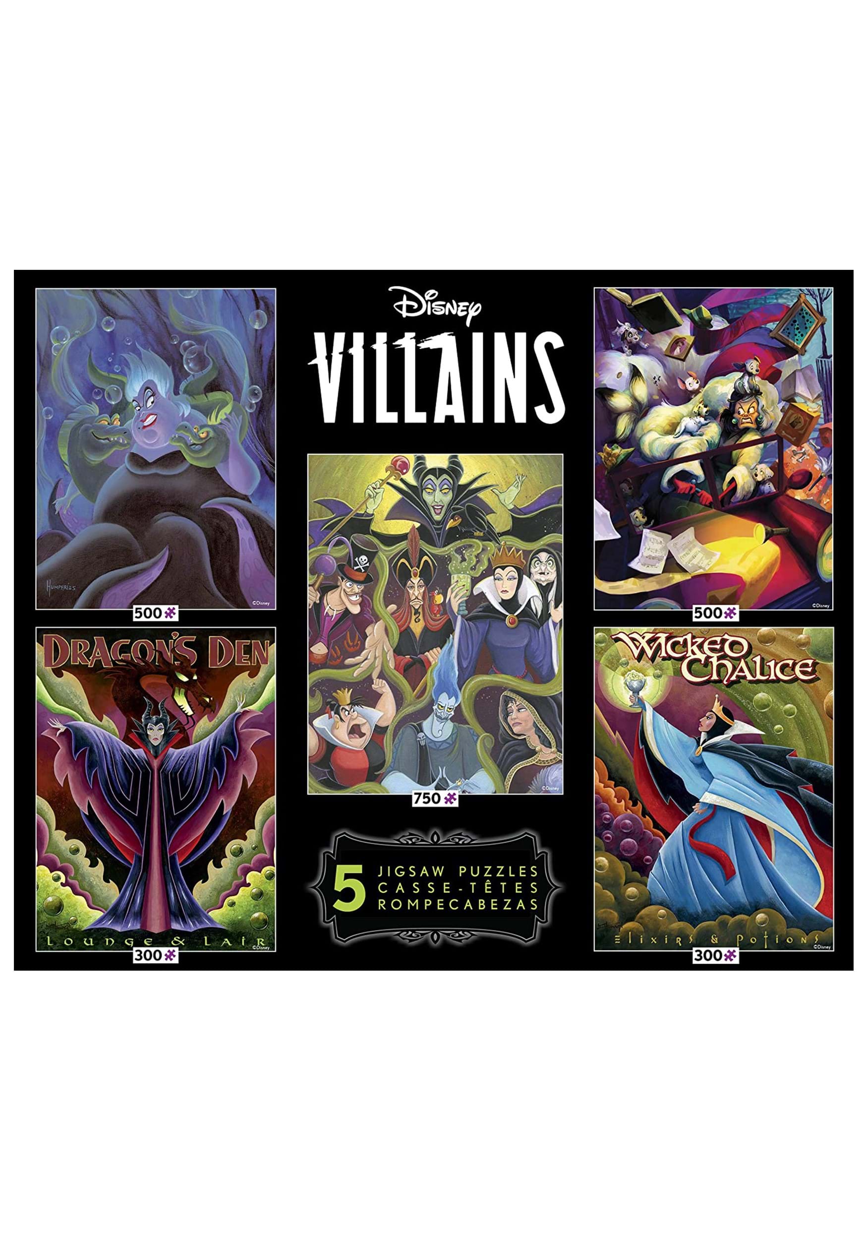 300/500/750 Piece Disney 5 in 1 Multi-Pack - Villains