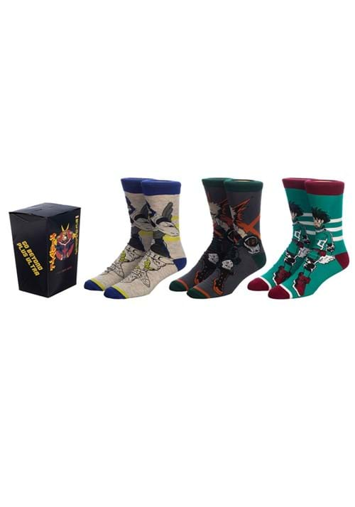 Adult My Hero Academia 3 Pair Crew Socks upd