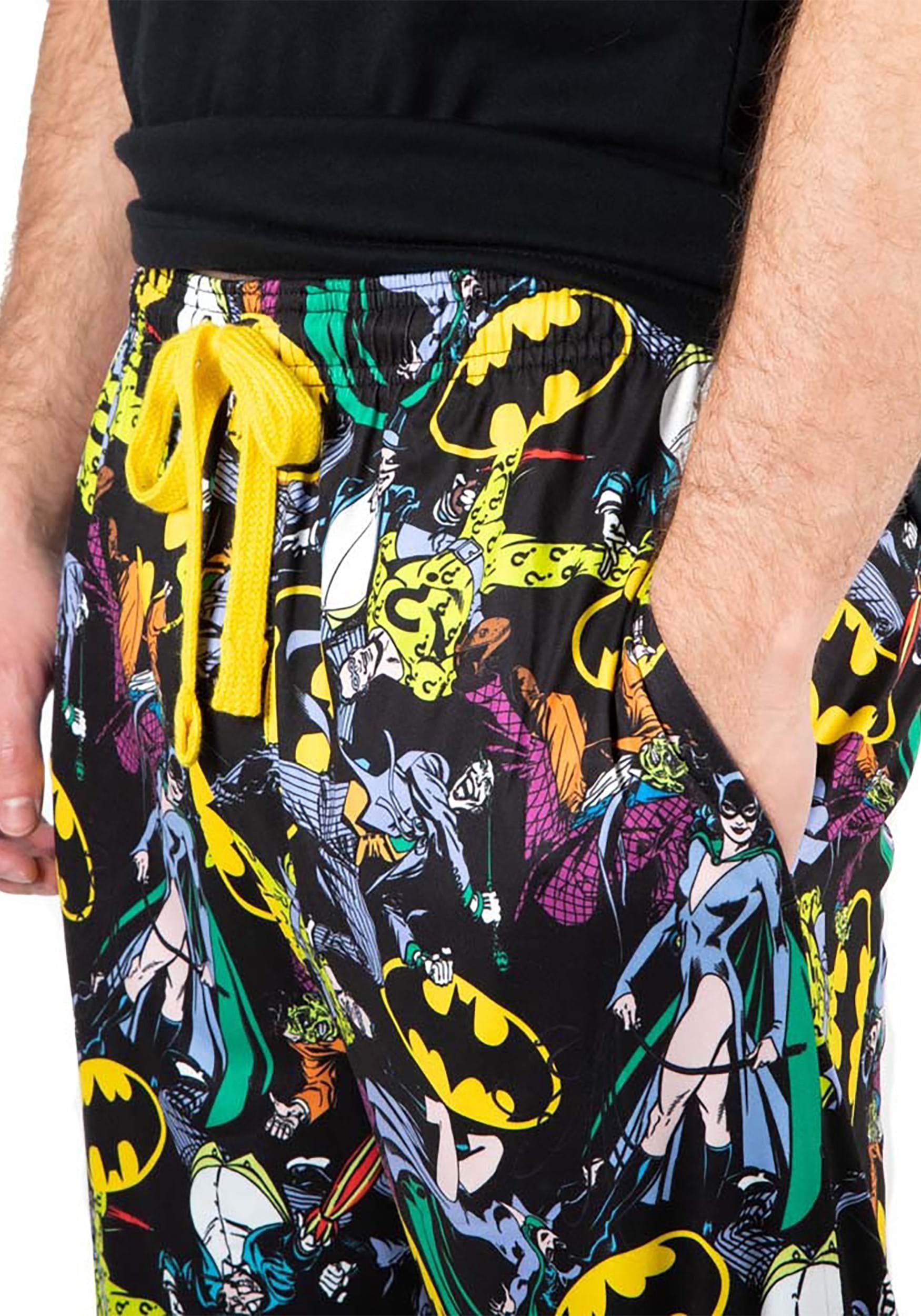 DC Comics Adult Classic Batman Comic Allover Print Loungewear Pajama Pants for Men