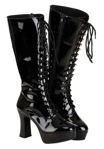 Faux Leather Women's Sexy Black Knee High Boots Main