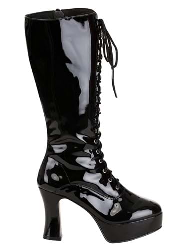 Faux Leather Sexy Black Knee High Boots