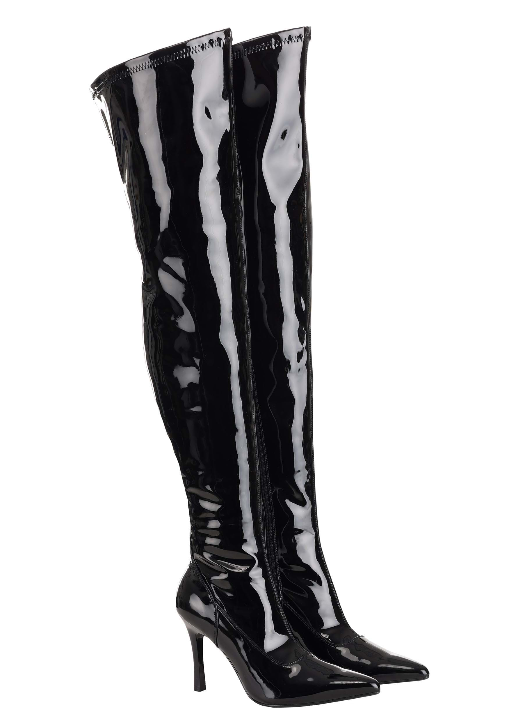 Womens Black Patent Over the Knee Boots | Black Boots/Shoes