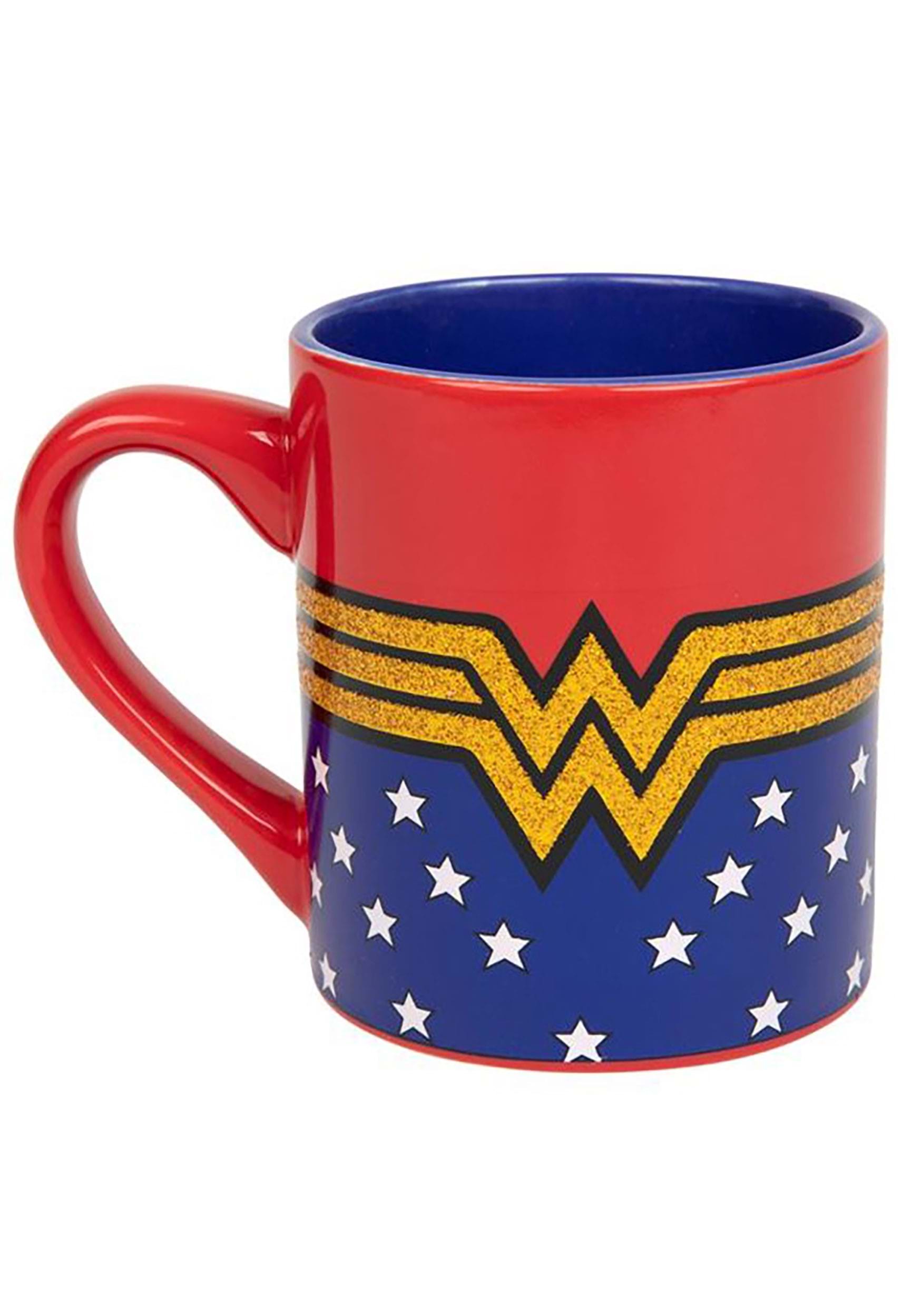 14oz Wonder Woman Logo Glittery Ceramic Mug