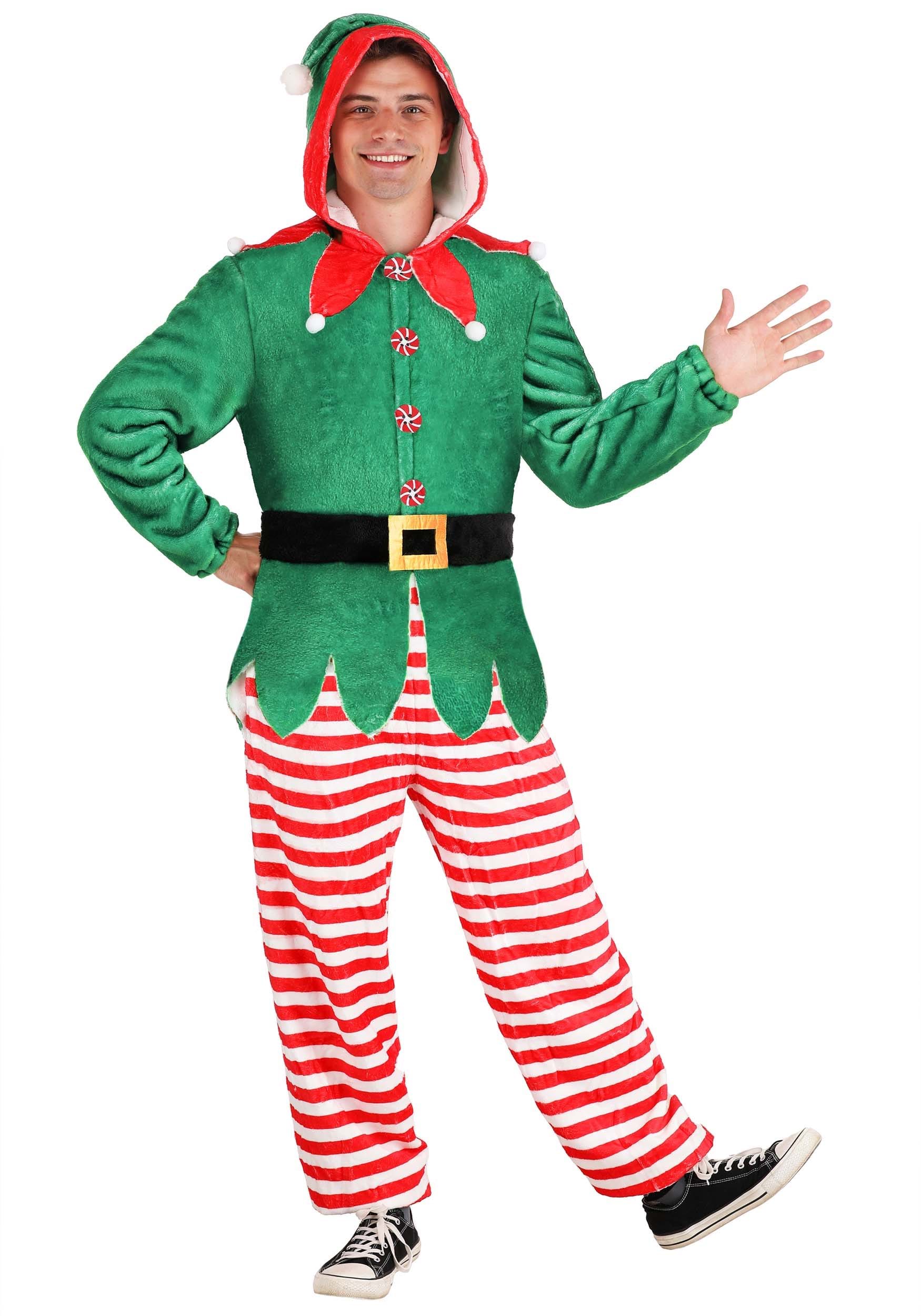 Photos - Fancy Dress ELF FUN Costumes  Adult Jumpsuit Costume Green/Red/White FUN3427AD 