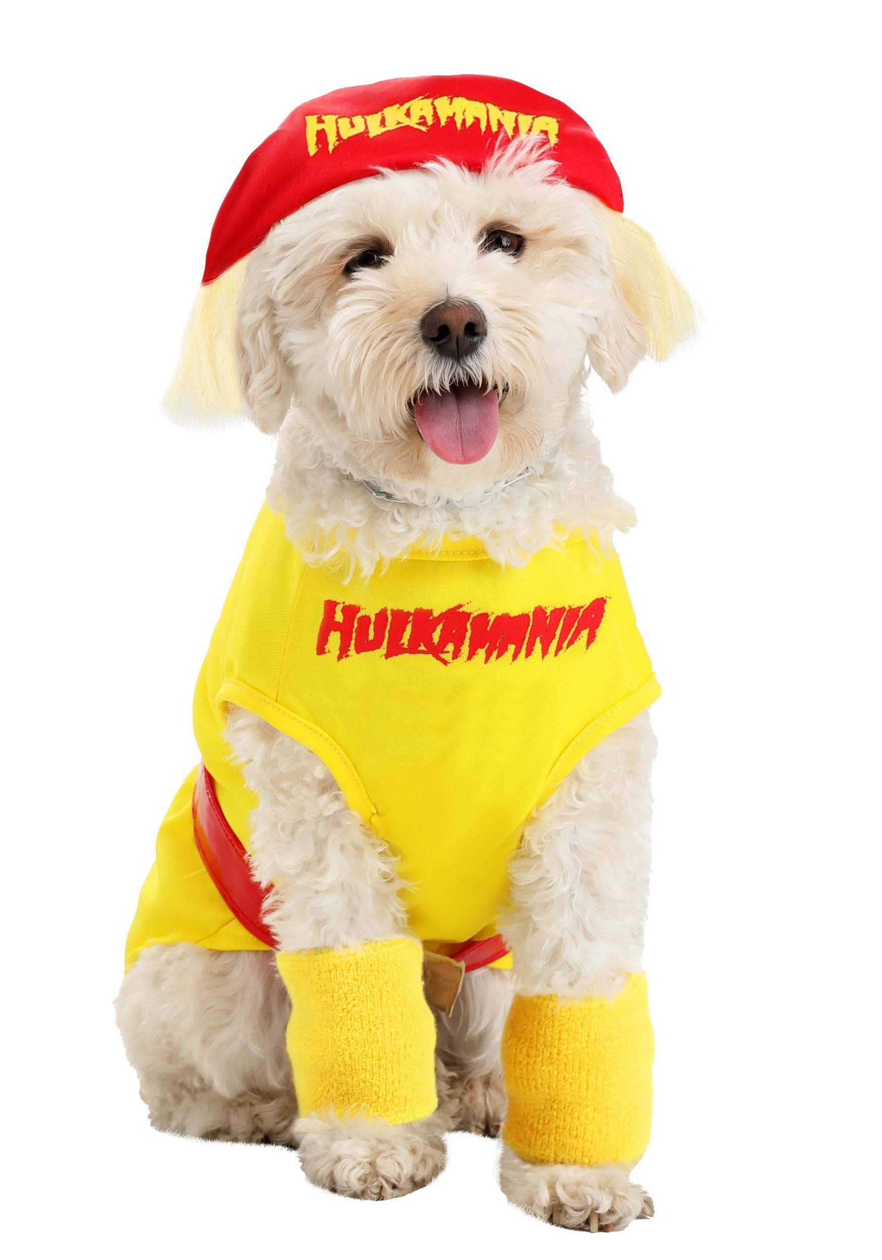 Photos - Fancy Dress HOGAN FUN Costumes Pet Hulk  Dog Costume | WWE Pet Costumes Red/Yellow 