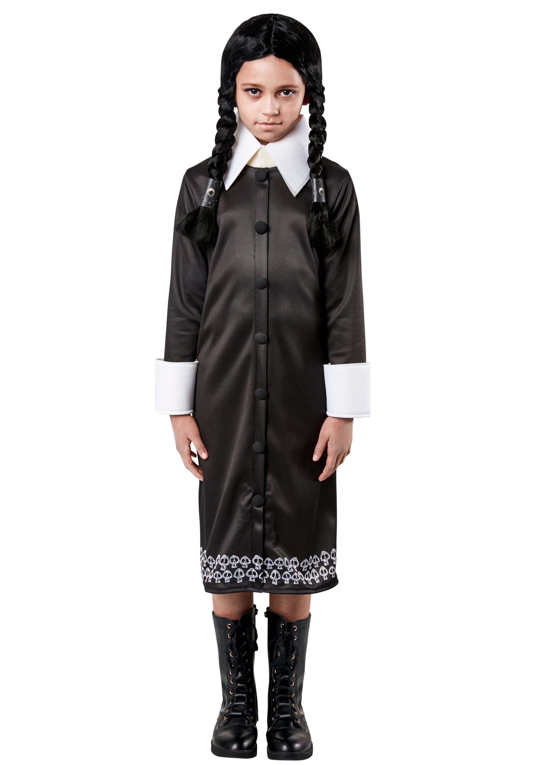 WEDNESDAY ADDAMS Girl's Costume & Wig Size 14 -  Hong Kong