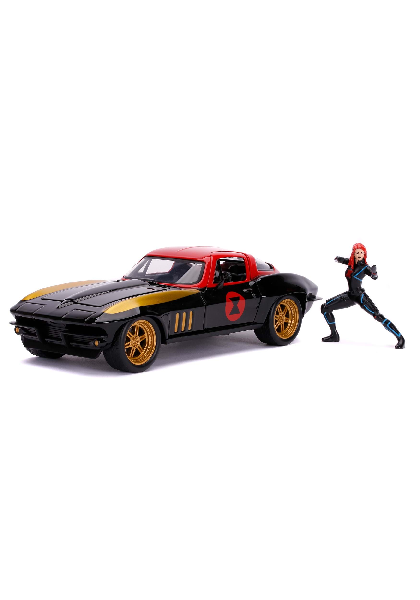 1:24 Scale 66 Chevy Corvette w/ Marvel Black Widow Figure