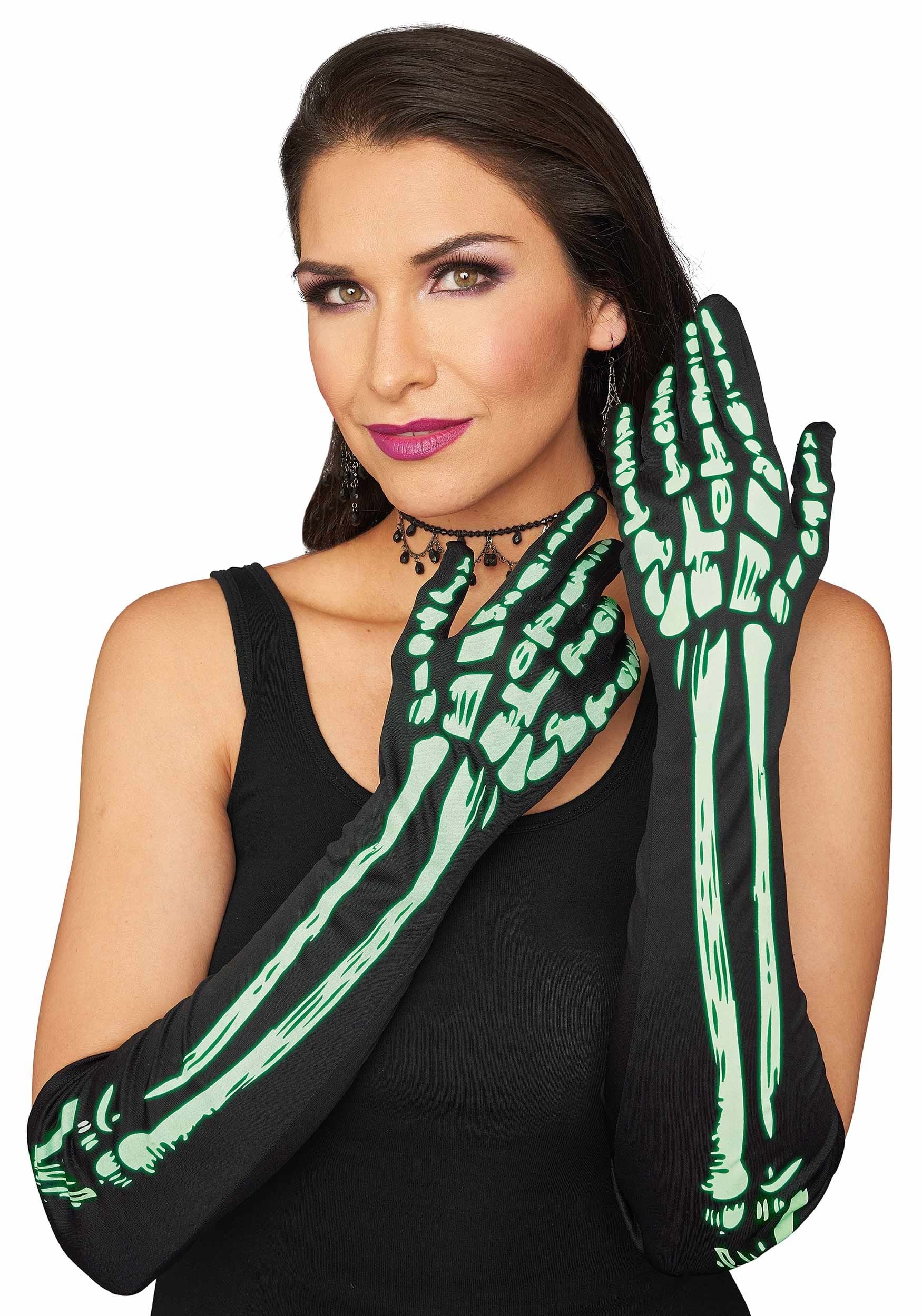 Adult Glow in the Dark Skeleton Gloves | Costume Gloves