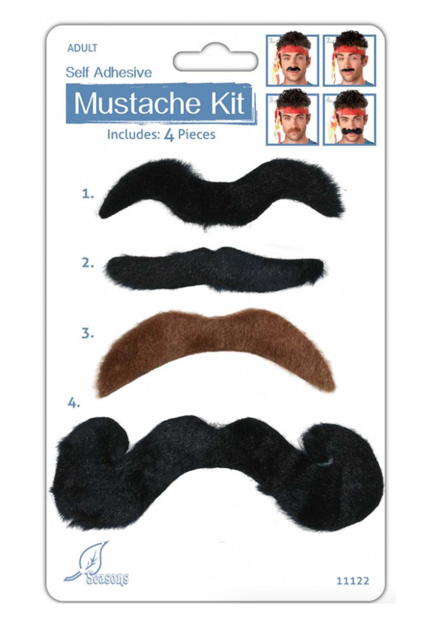 4 Piece Mustache Kit | Costume Accessory