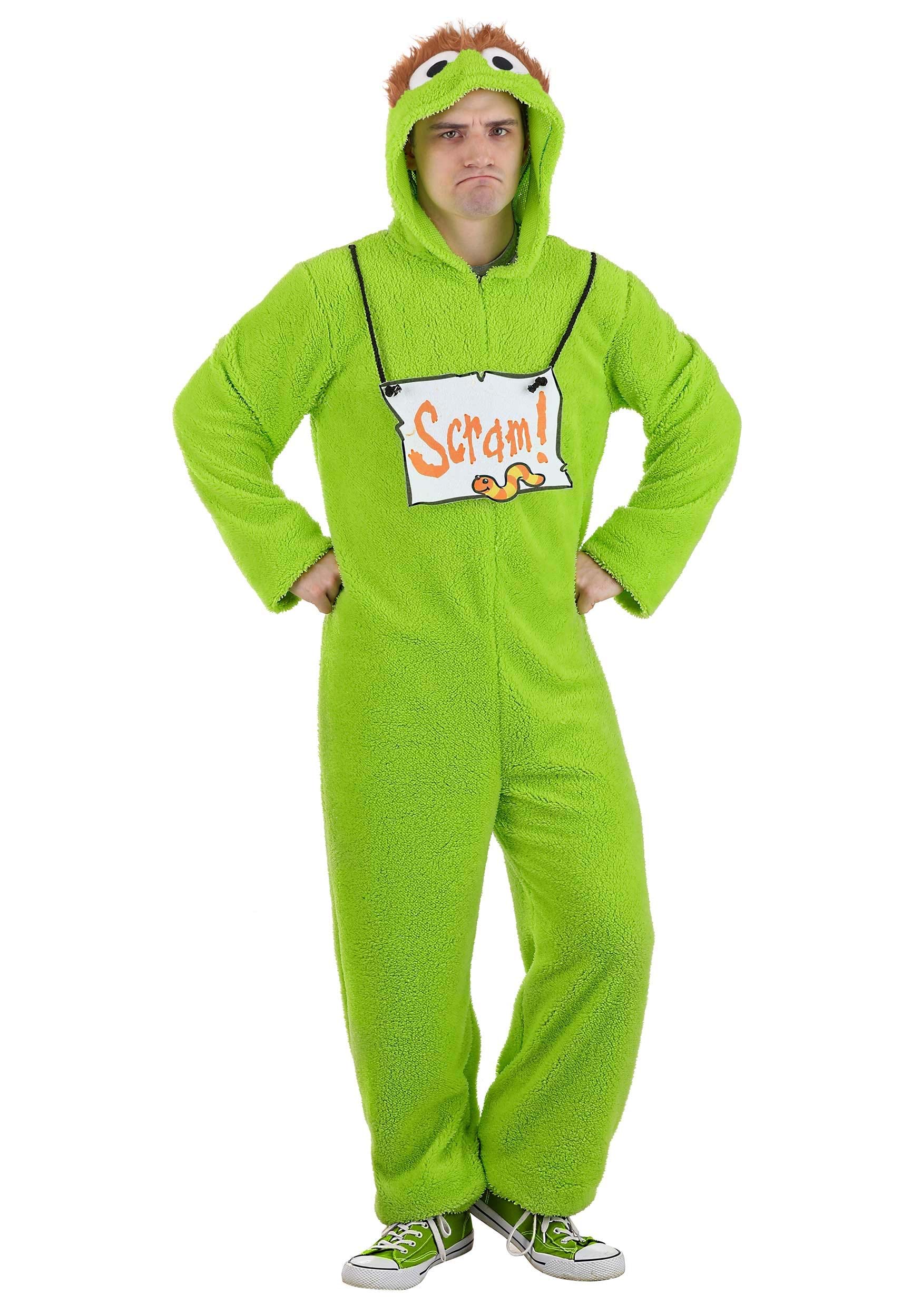 Adult Sesame Street Oscar the Grouch Jumpsuit Costume