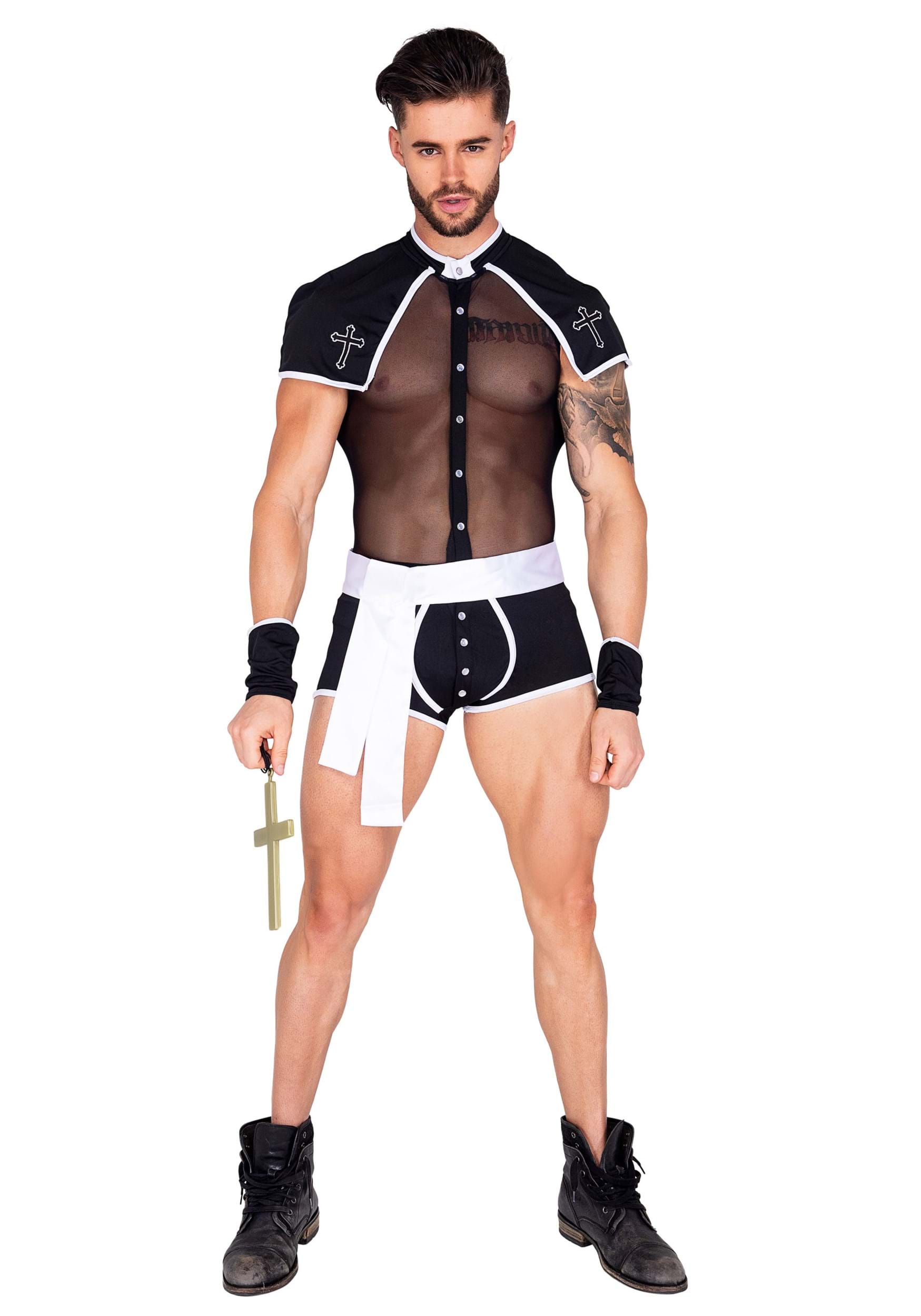 Photos - Fancy Dress Roma Sexy Men's Sinful Confession Costume Black/White RO5029 